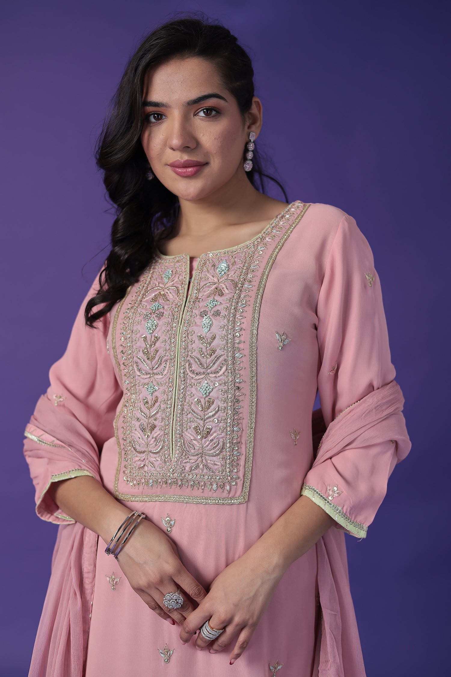 Georgette Suit with Pearl,Thread & Zardozi work
