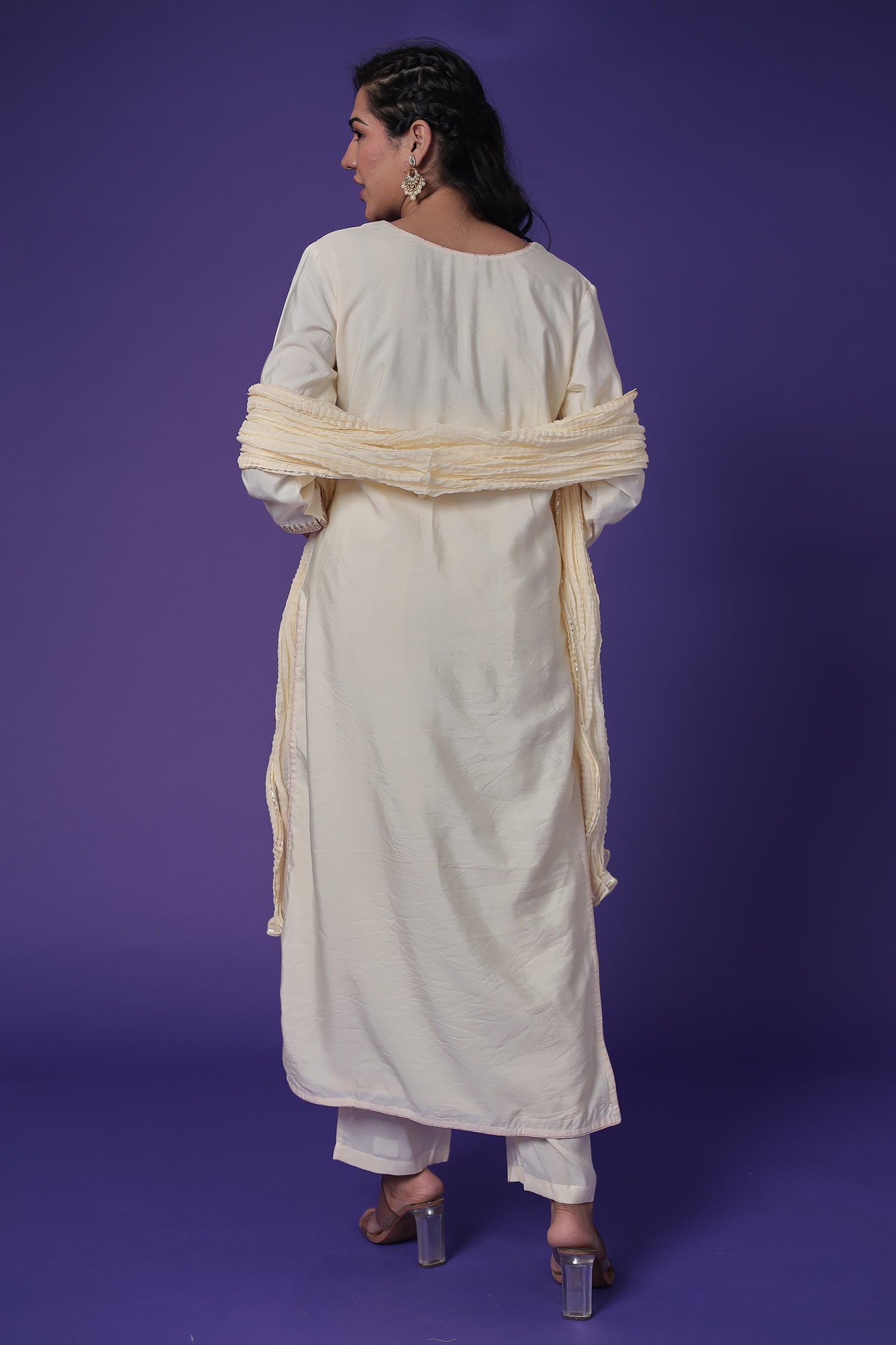 Silk Suit with Thread & Zardozi work