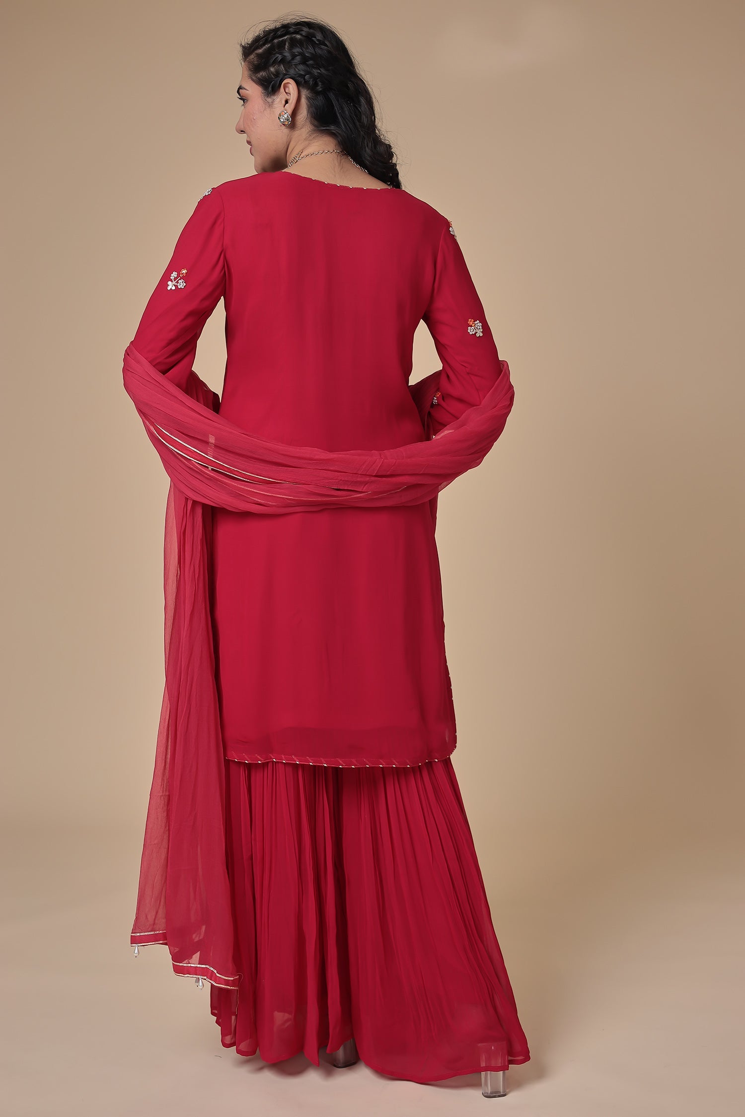 Georgette Sharara Suit with Gota Patti & Thread work