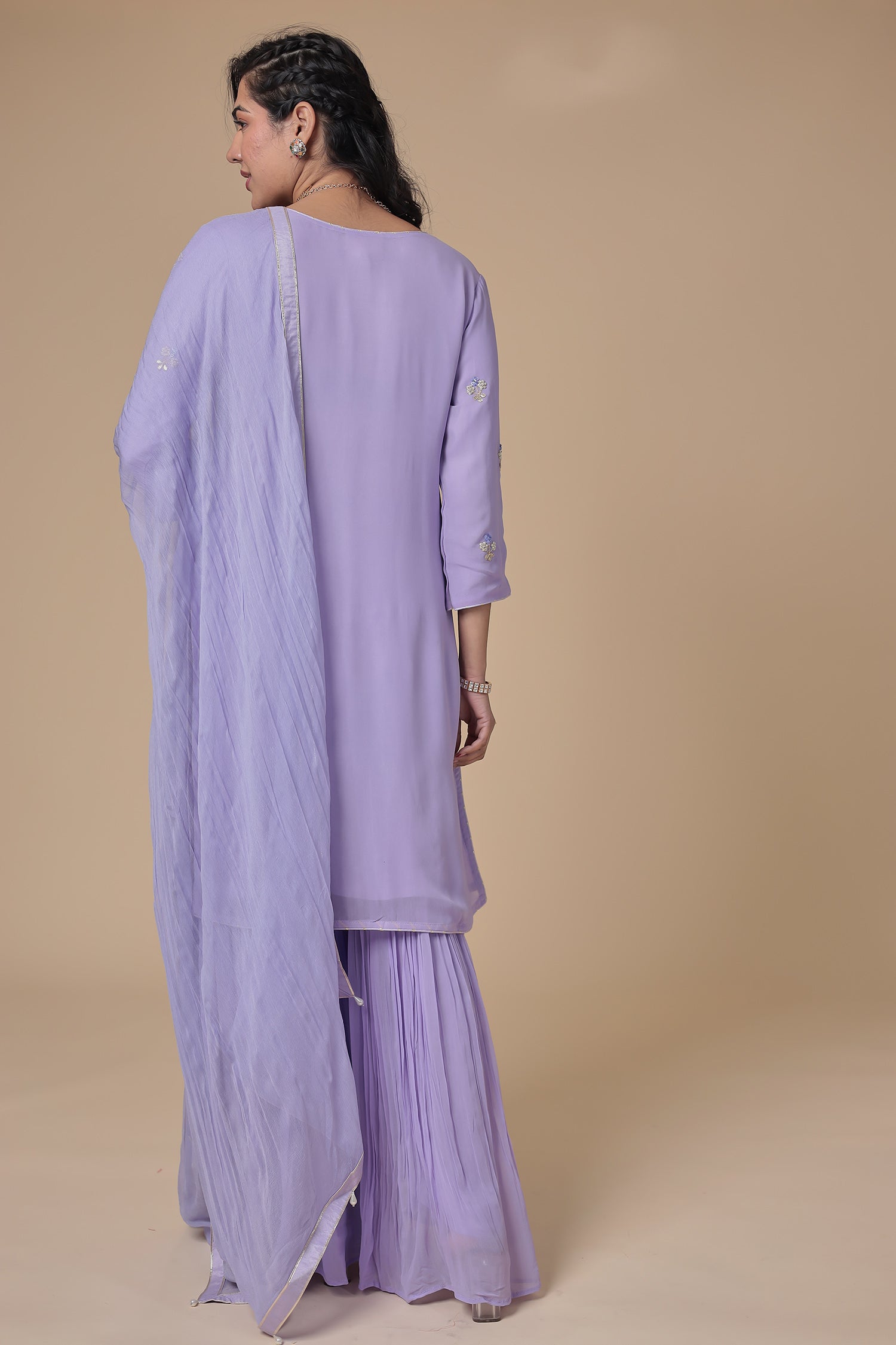 Georgette Sharara Suit with Gota Patti & Thread work