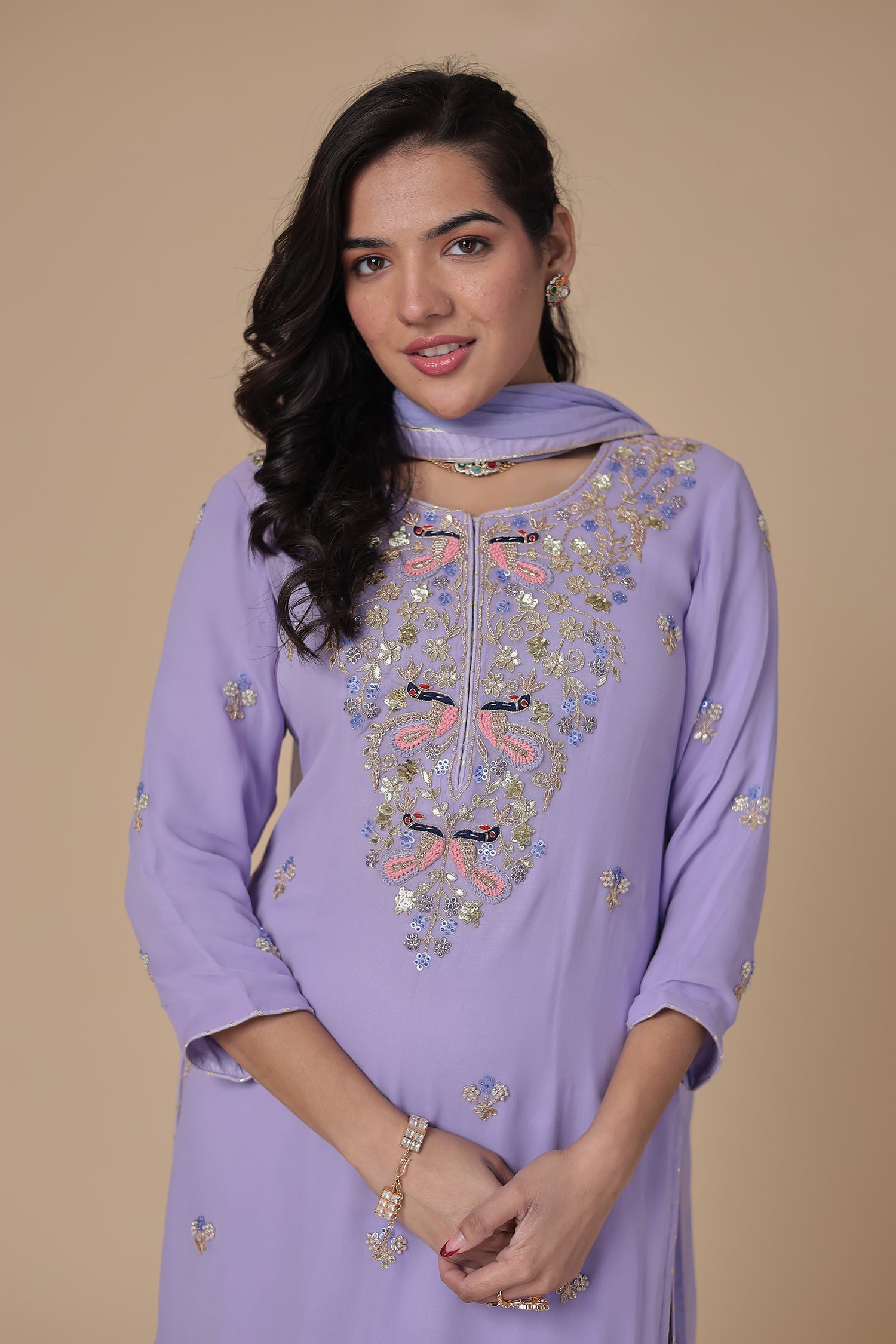 Georgette Sharara Suit with Gota Patti & Thread work