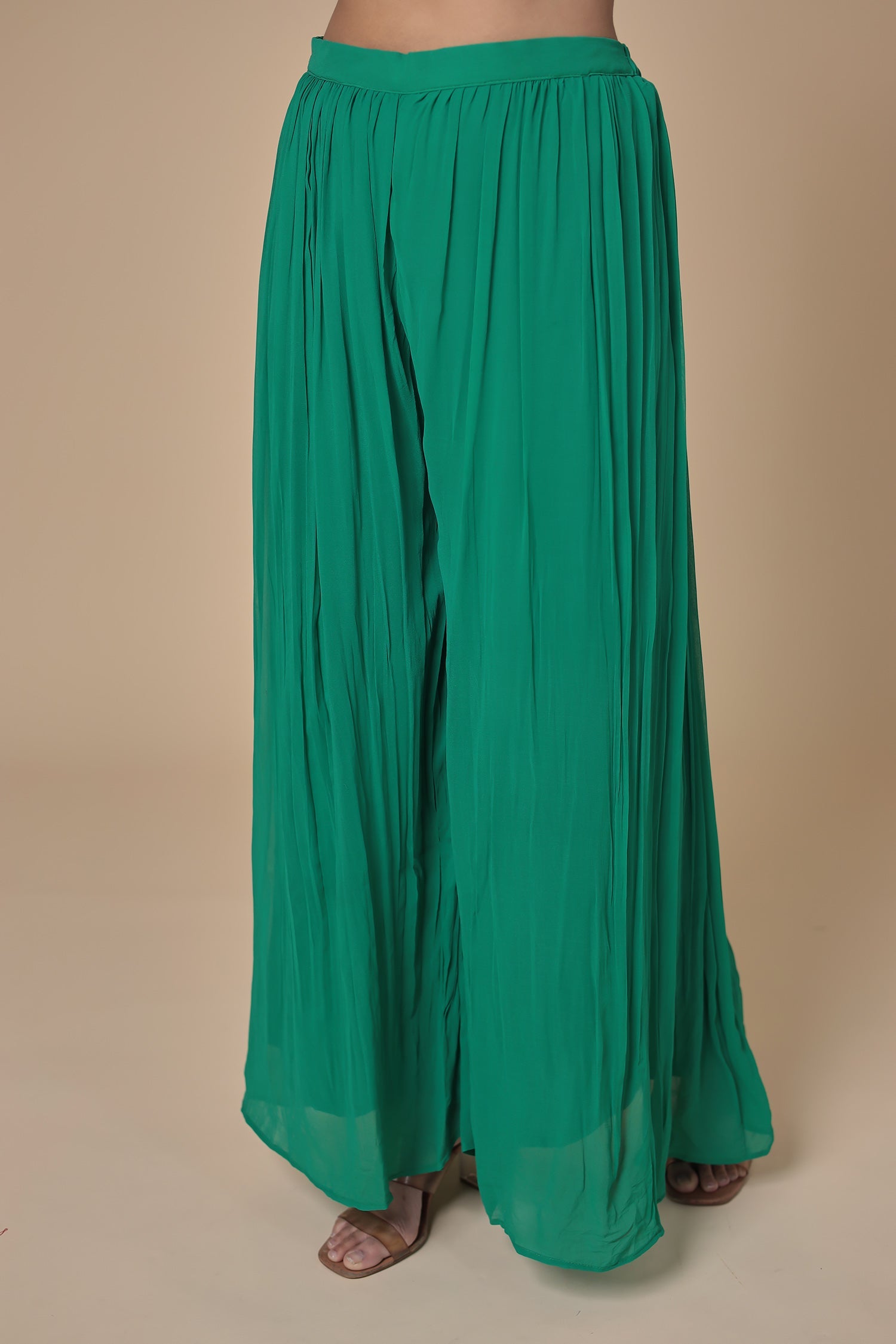 Bandhej Georgette Jacket Style Suit with Gota Patti and Thread work.