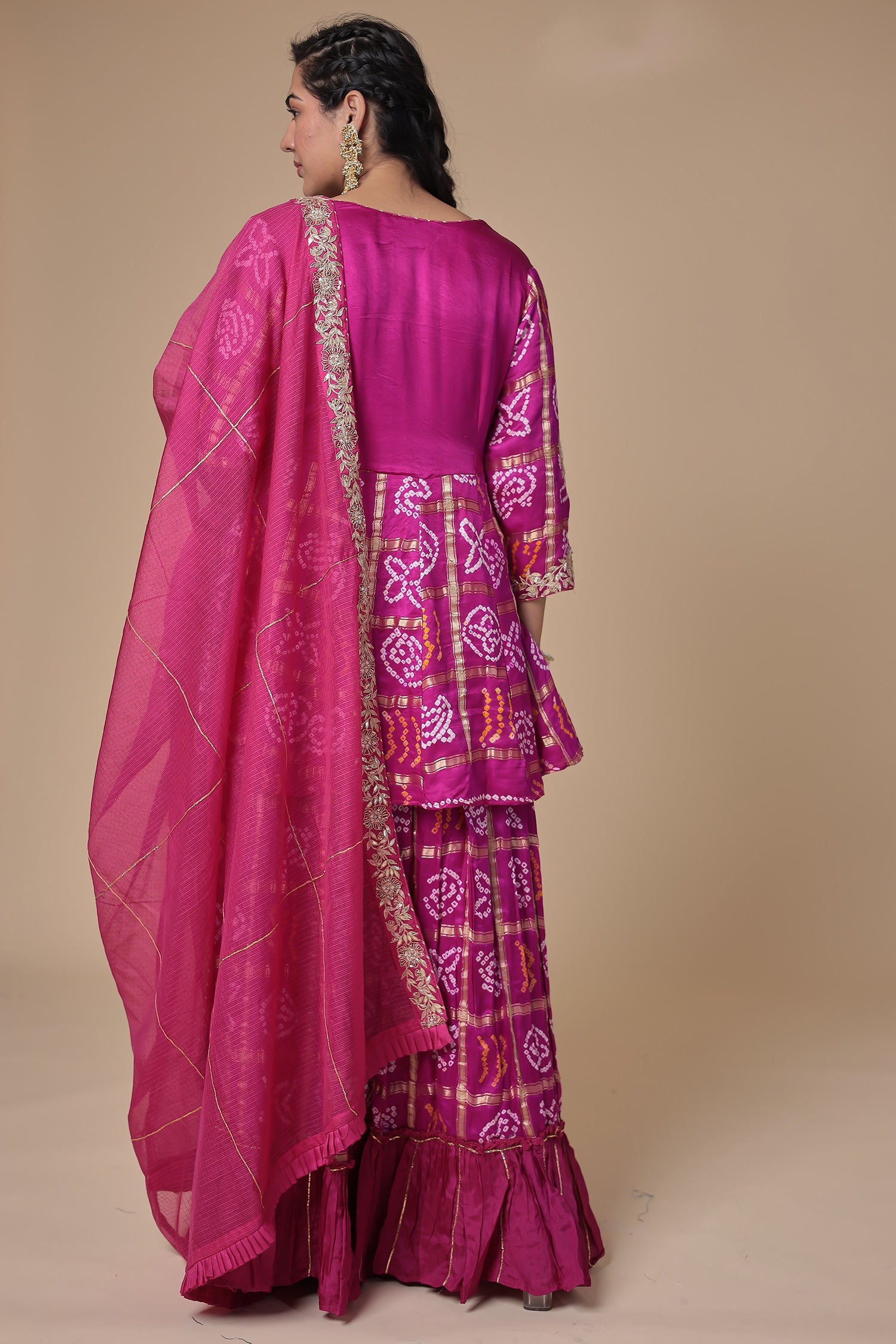 Ghatchola Peplum Silk Suit with Gota Patti and Zardozi work