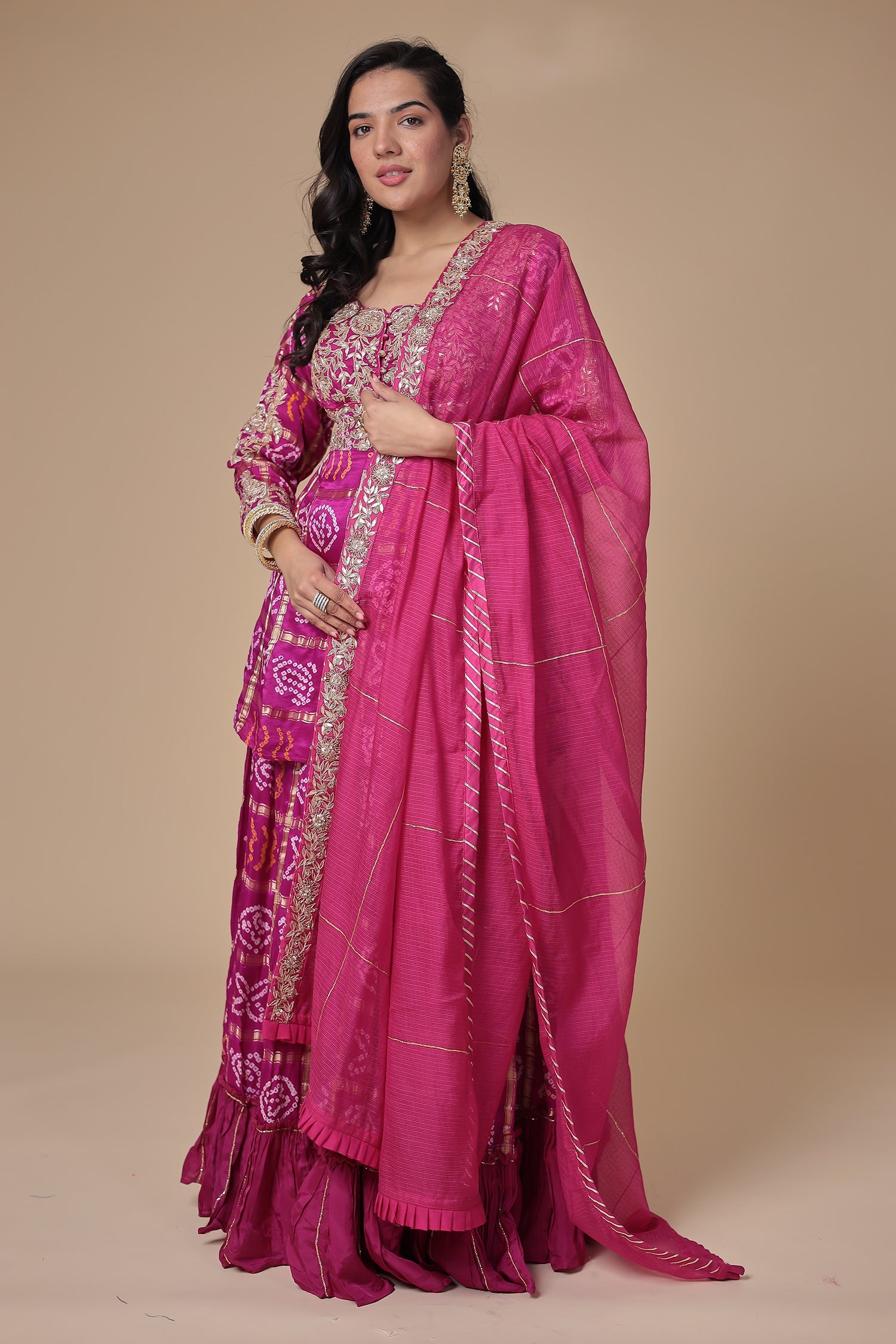 Ghatchola Peplum Silk Suit with Gota Patti and Zardozi work