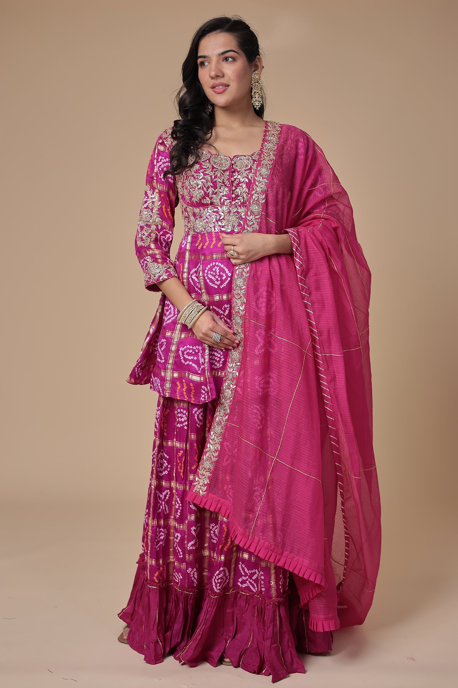 Ghatchola Peplum Silk Suit with Gota Patti and Zardozi work