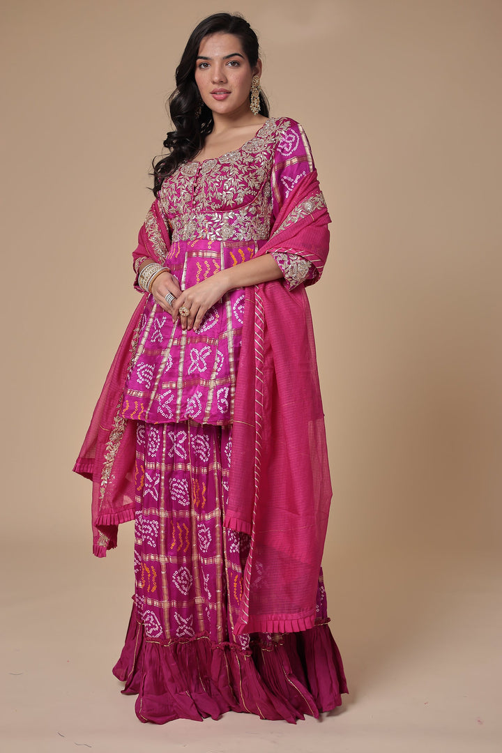 Ghatchola Peplum Silk Suit with Gota Patti and Zardozi work