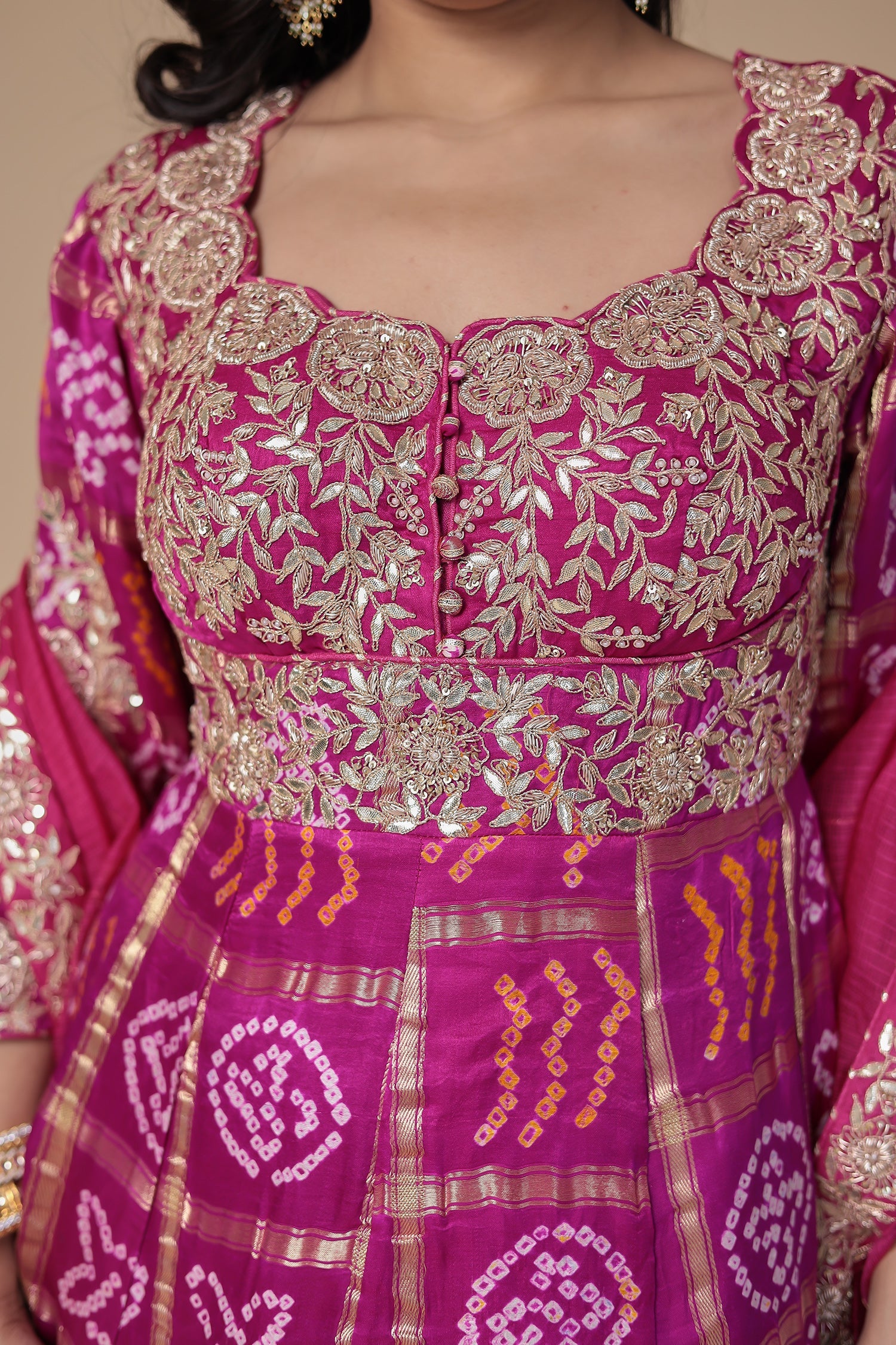 Ghatchola Peplum Silk Suit with Gota Patti and Zardozi work