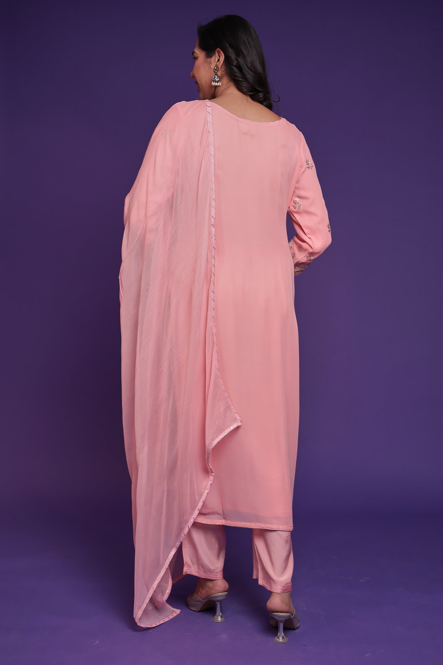 Georgette Suit Embroidered with Pittan work