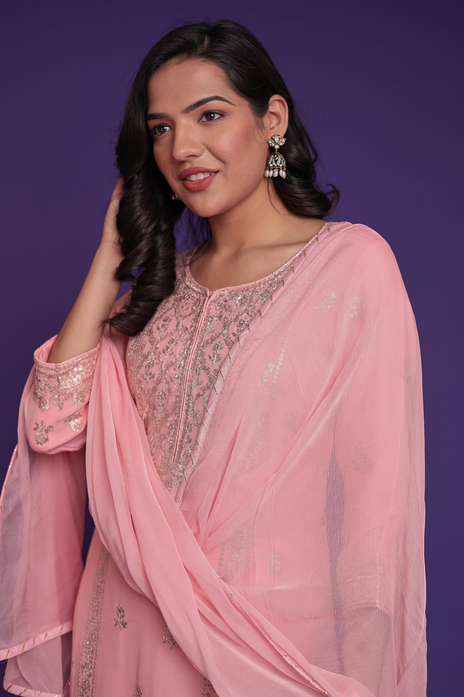 Georgette Suit Embroidered with Pittan work