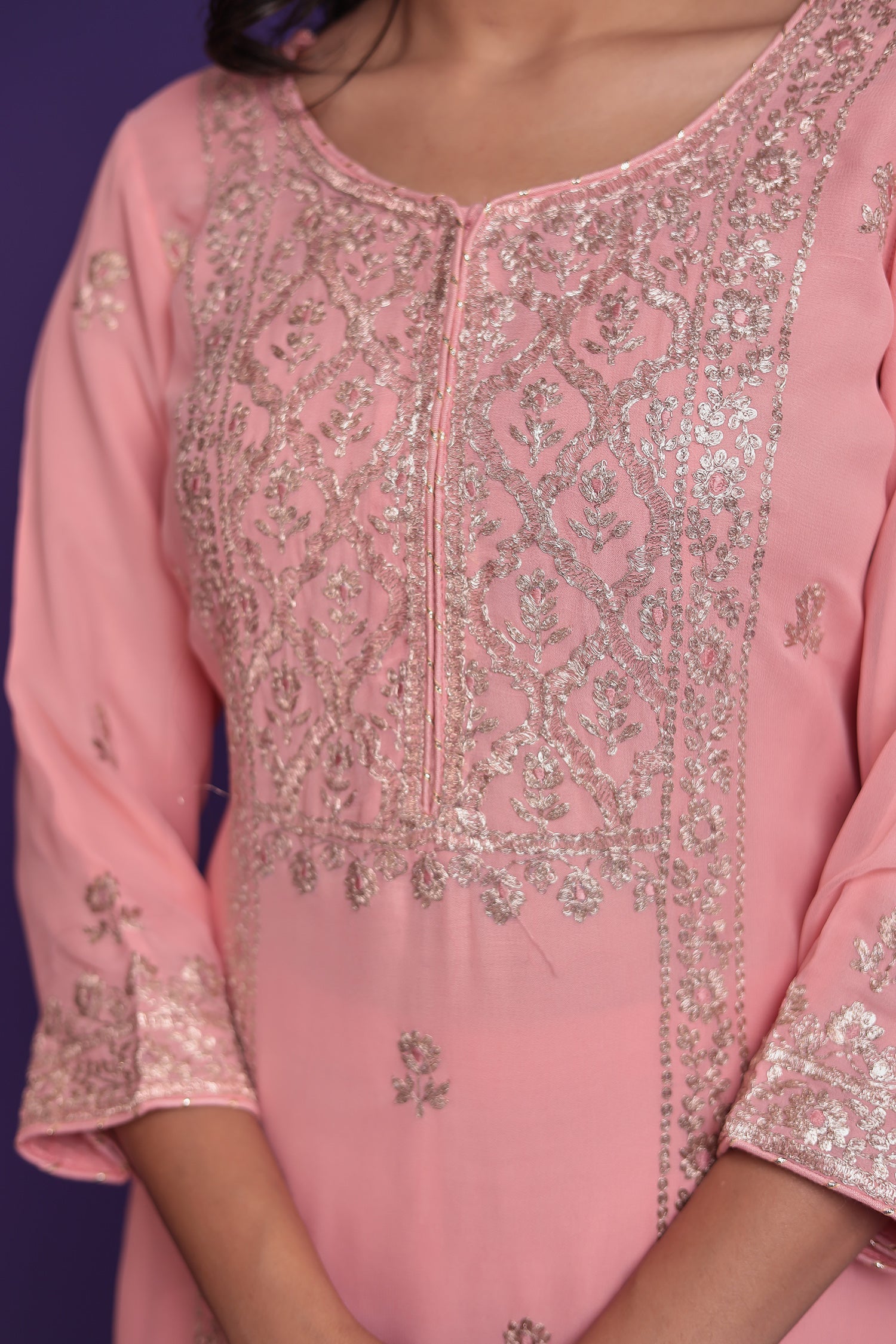 Georgette Suit Embroidered with Pittan work