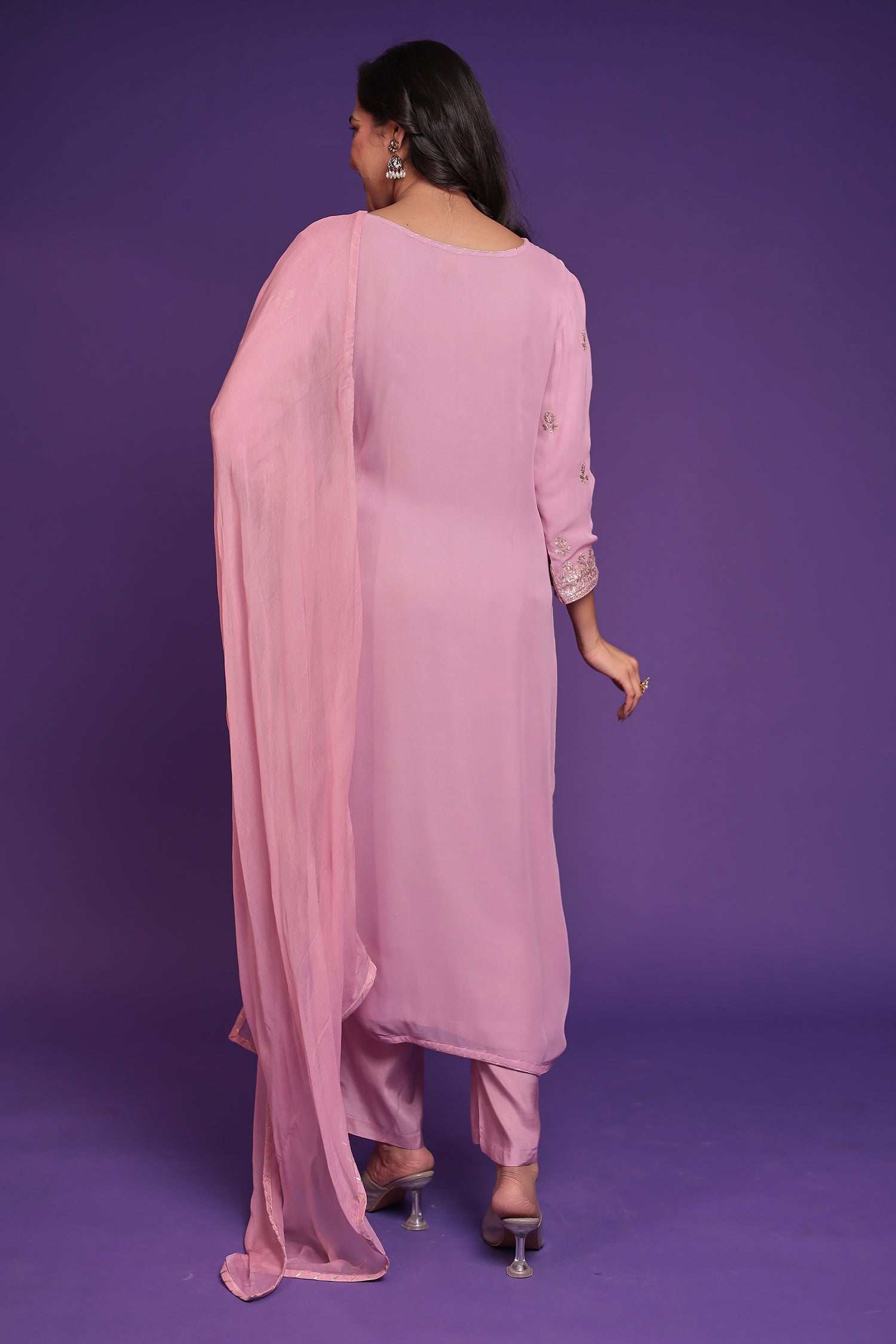 Georgette Suit Embroidered with Pittan work