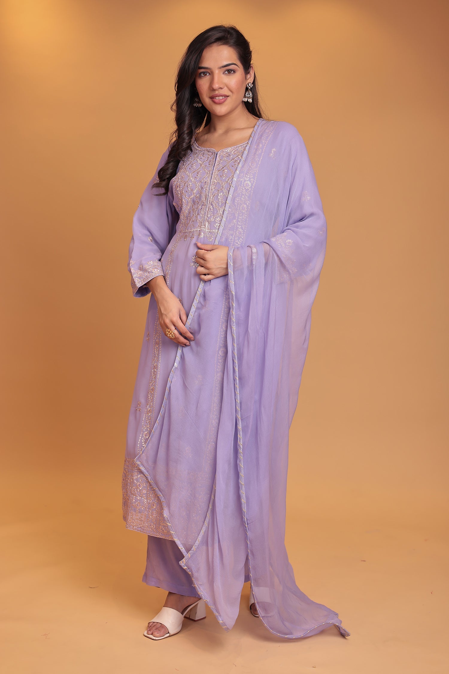 Georgette Suit Embroidered with Pittan work