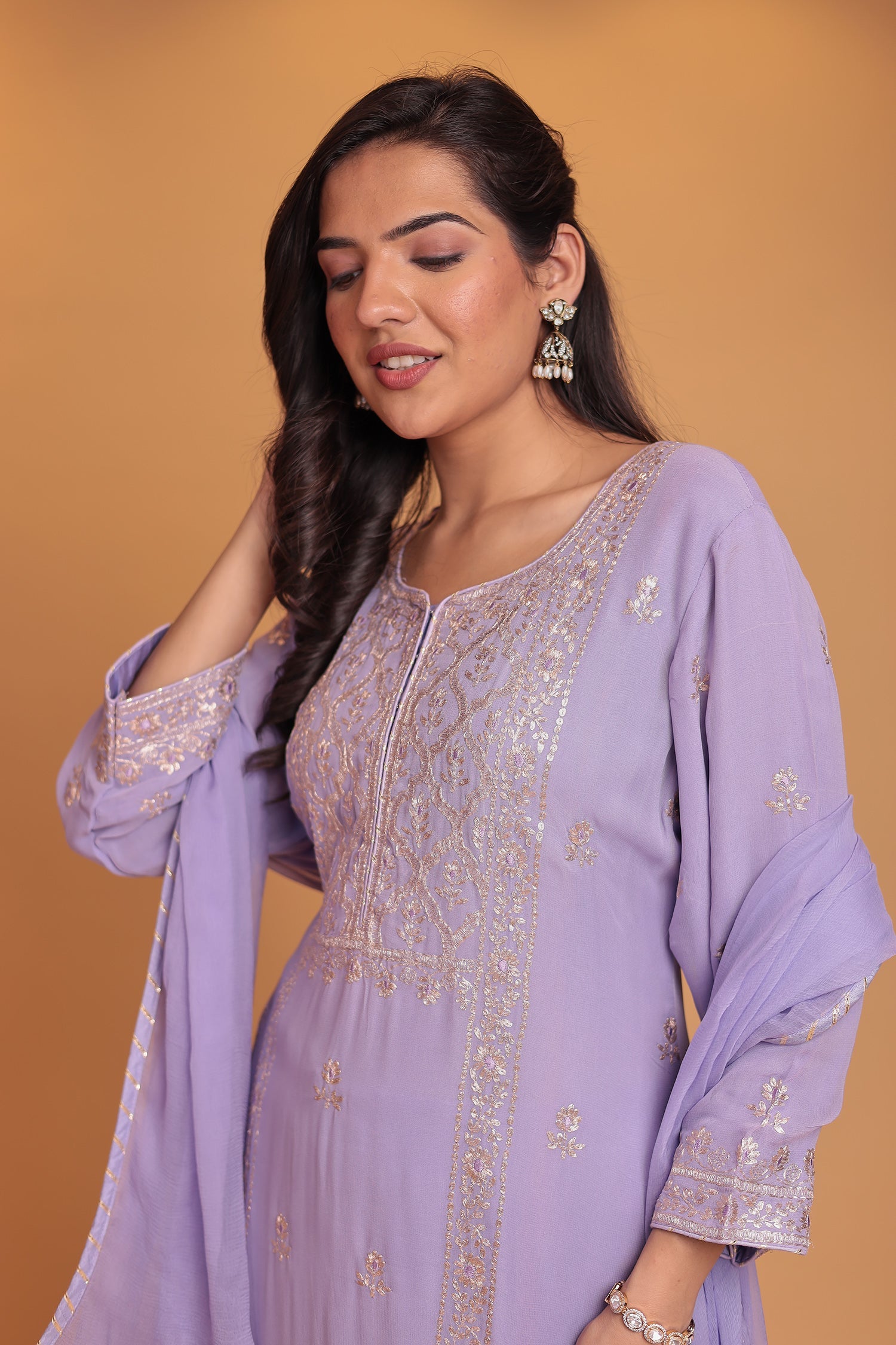 Georgette Suit Embroidered with Pittan work