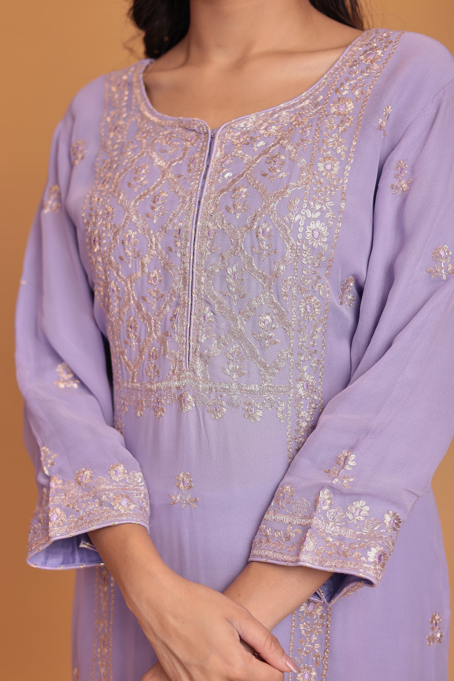 Georgette Suit Embroidered with Pittan work