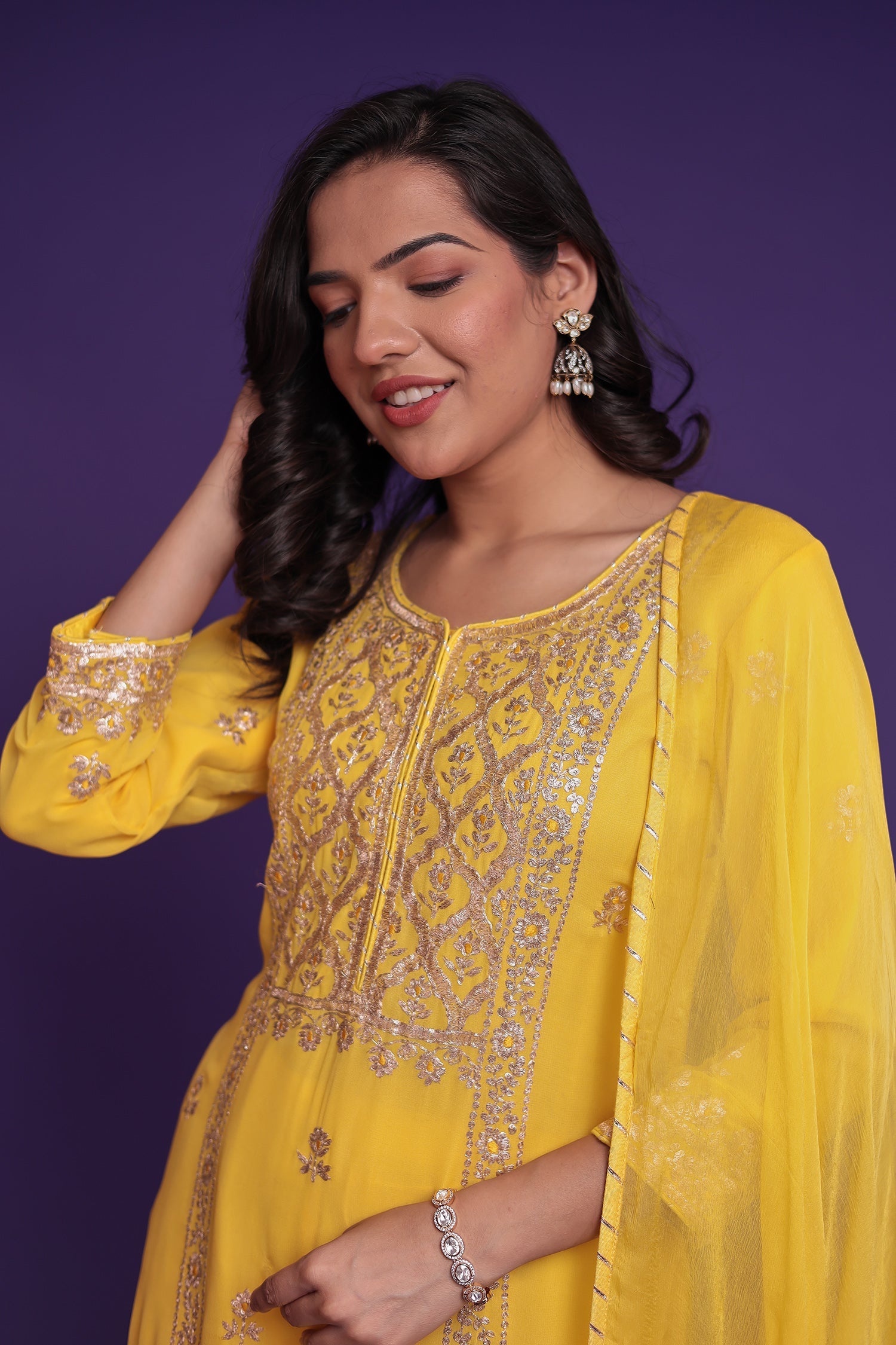 Georgette Suit Embroidered with Pittan work