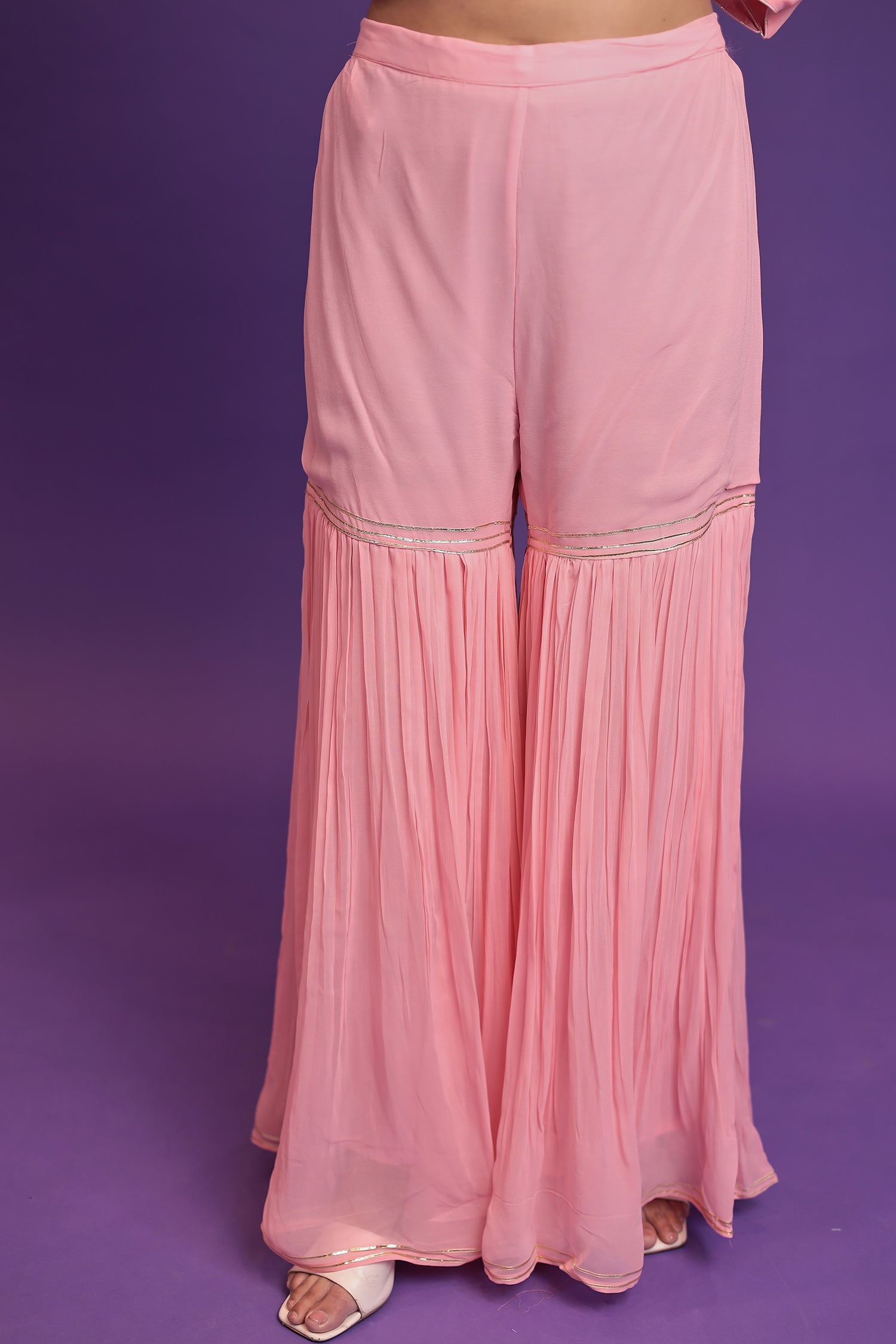 Georgette Sharara Suit with  Pearl, Thread and Zardozi work