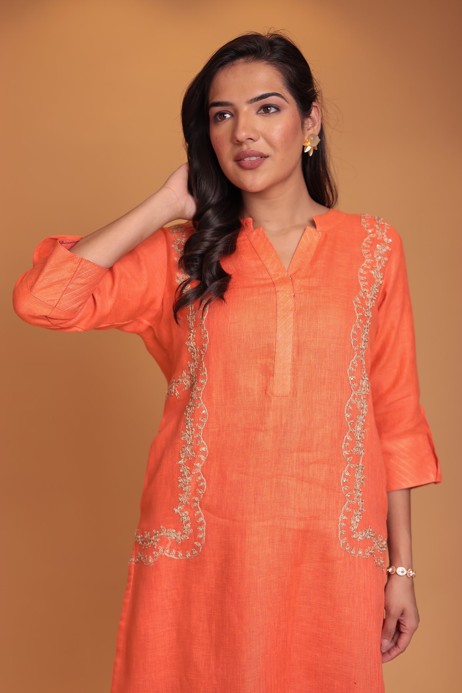 Linen Suit with Dori and Sequins work