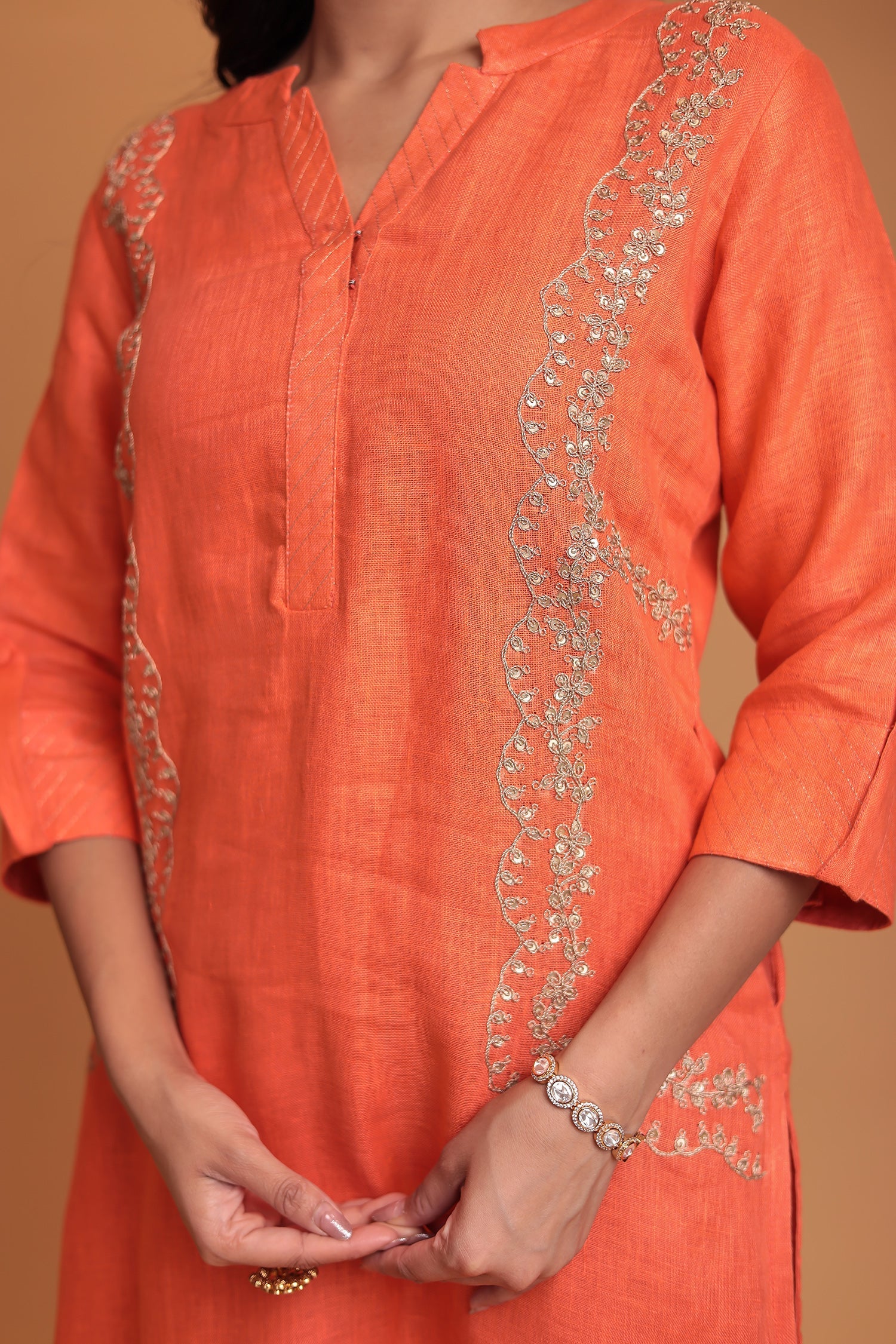 Linen Suit with Dori and Sequins work