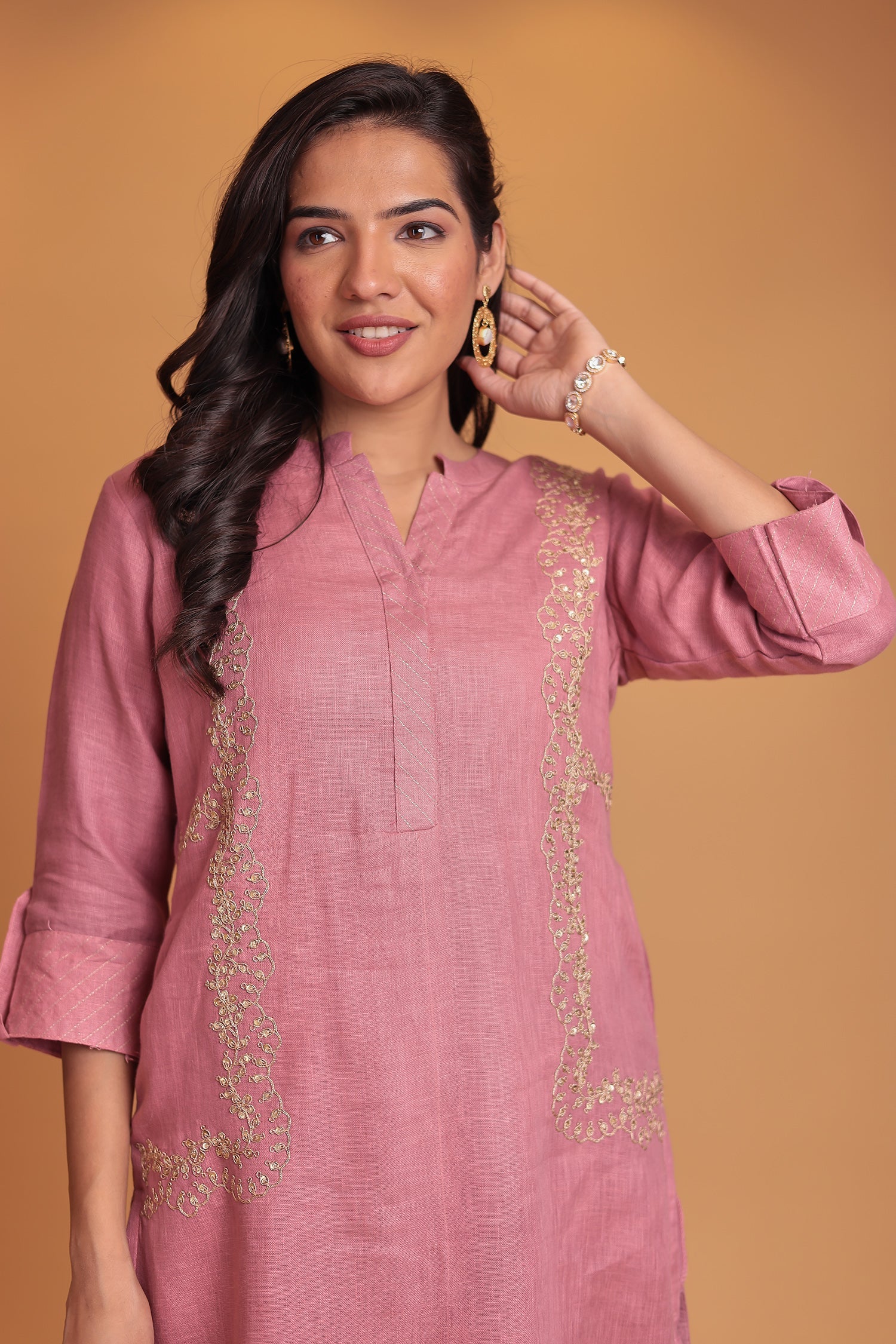 Linen Suit with Dori and Sequins work