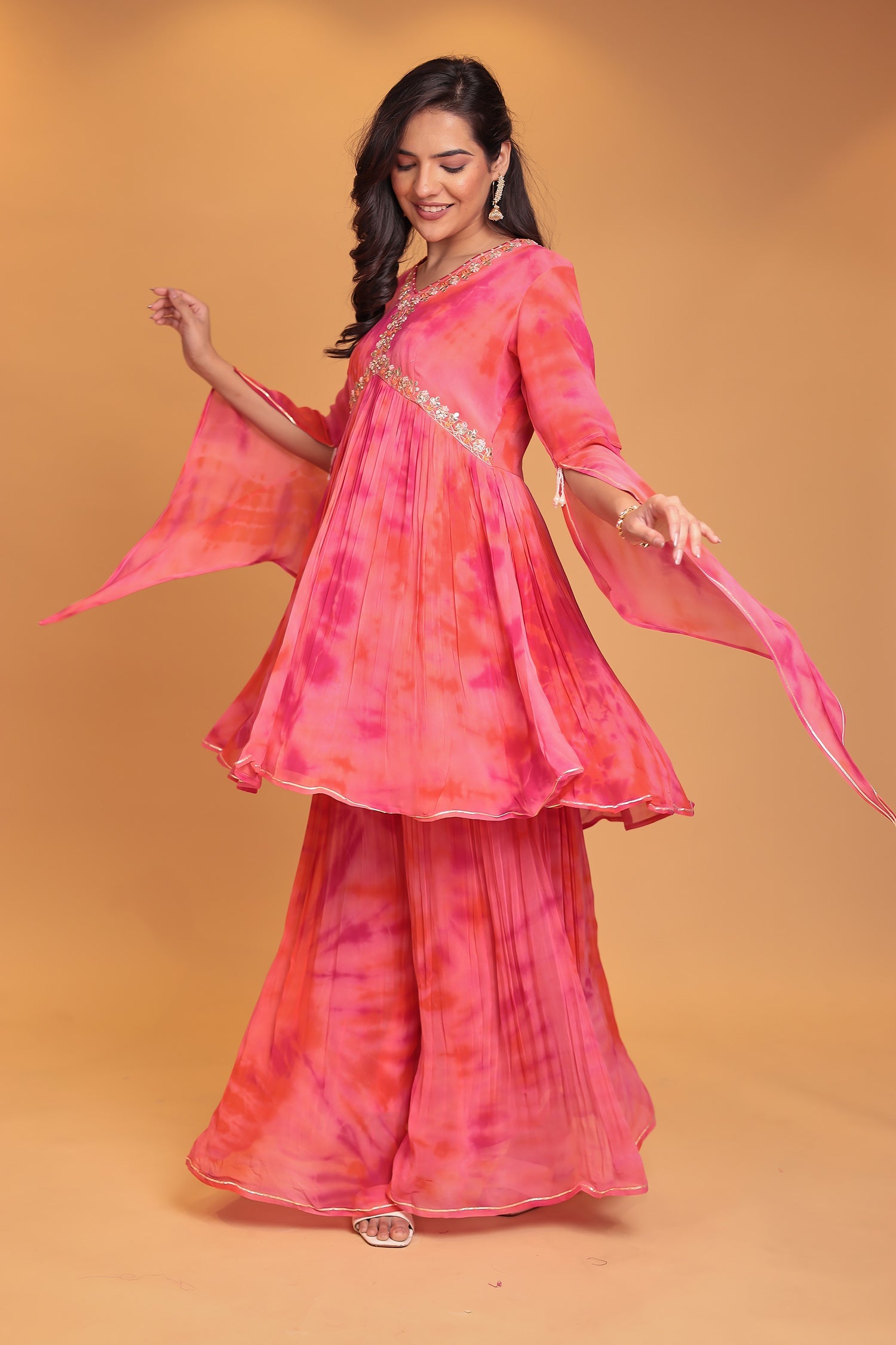 Tie & Dye Georgette Suit with Gota Patti and Thread work