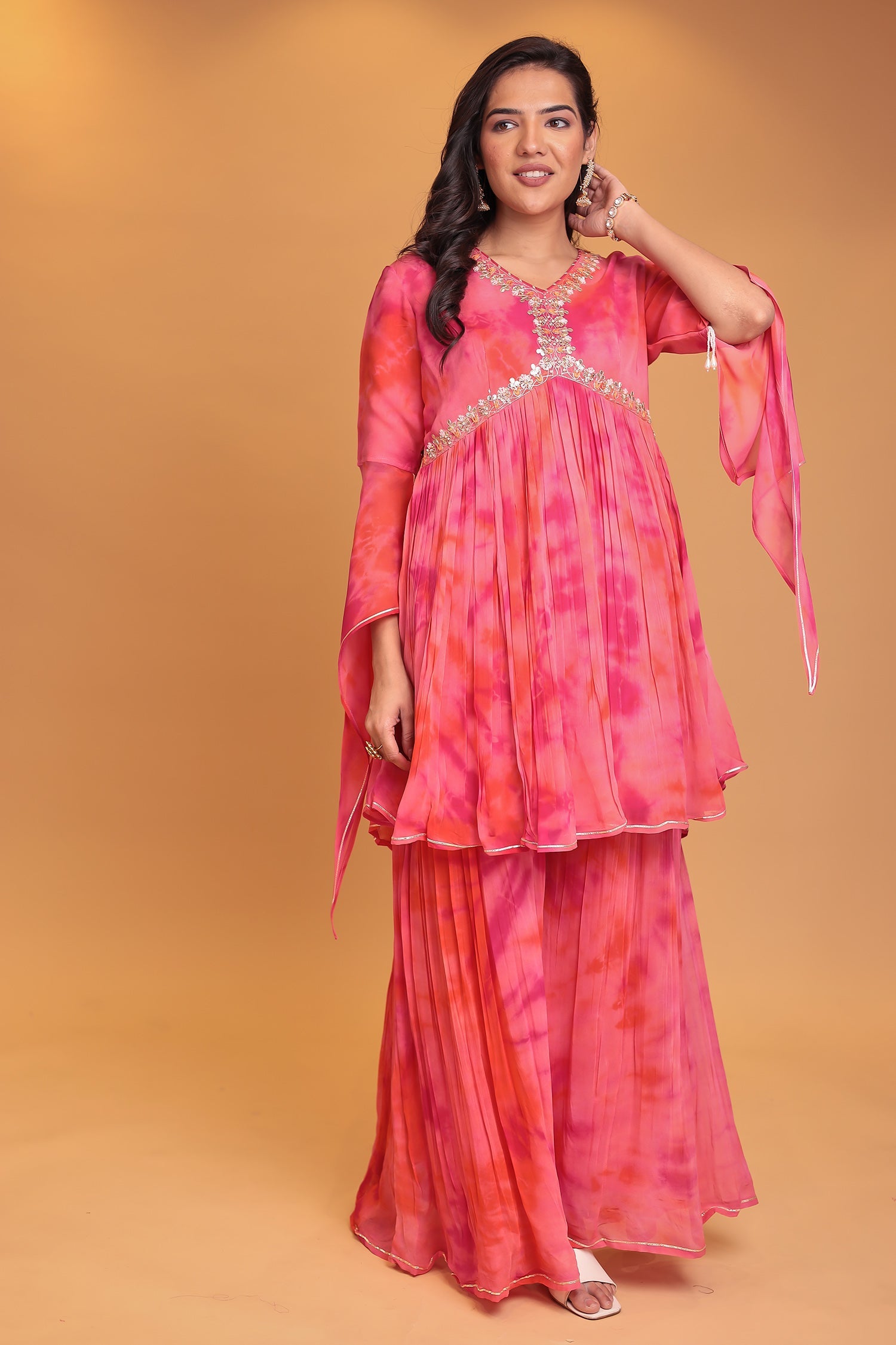 Tie & Dye Georgette Suit with Gota Patti and Thread work