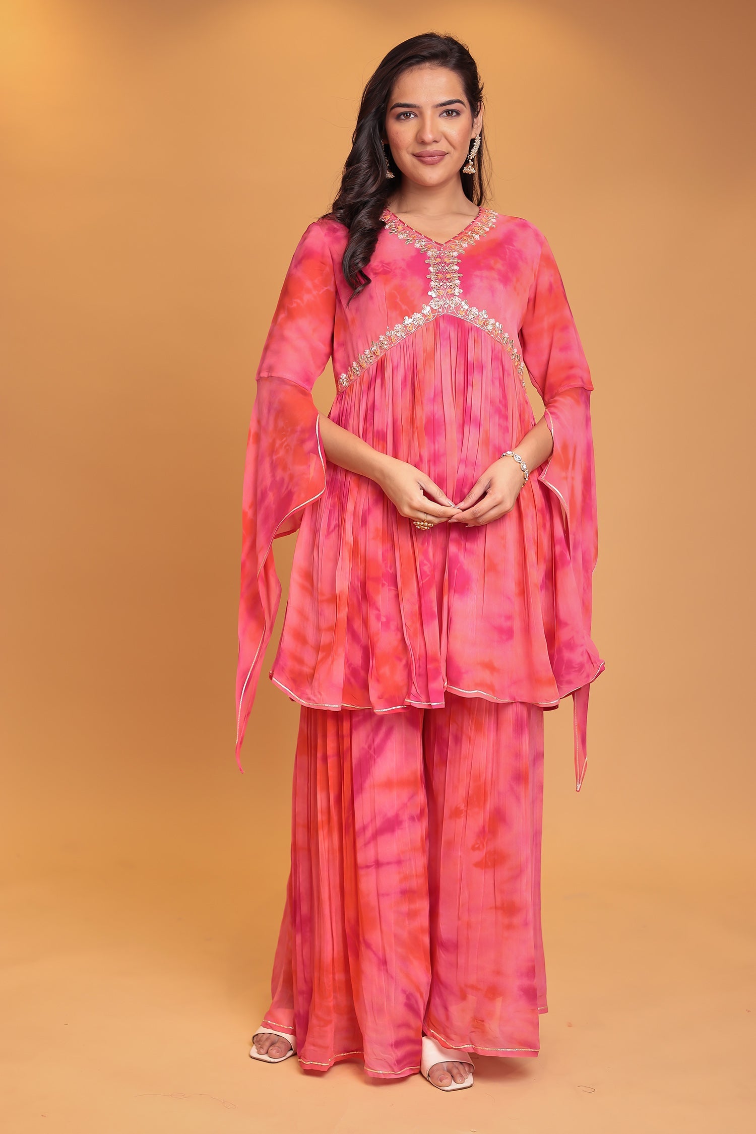 Tie & Dye Georgette Suit with Gota Patti and Thread work