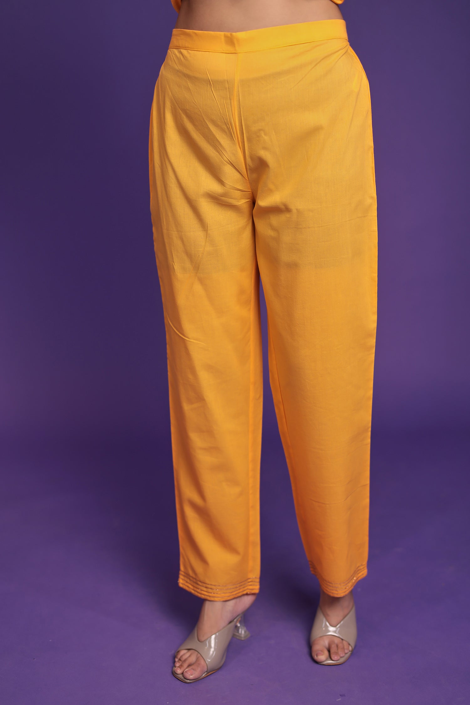 Linen Suit Stitched with Dori and Sequins work