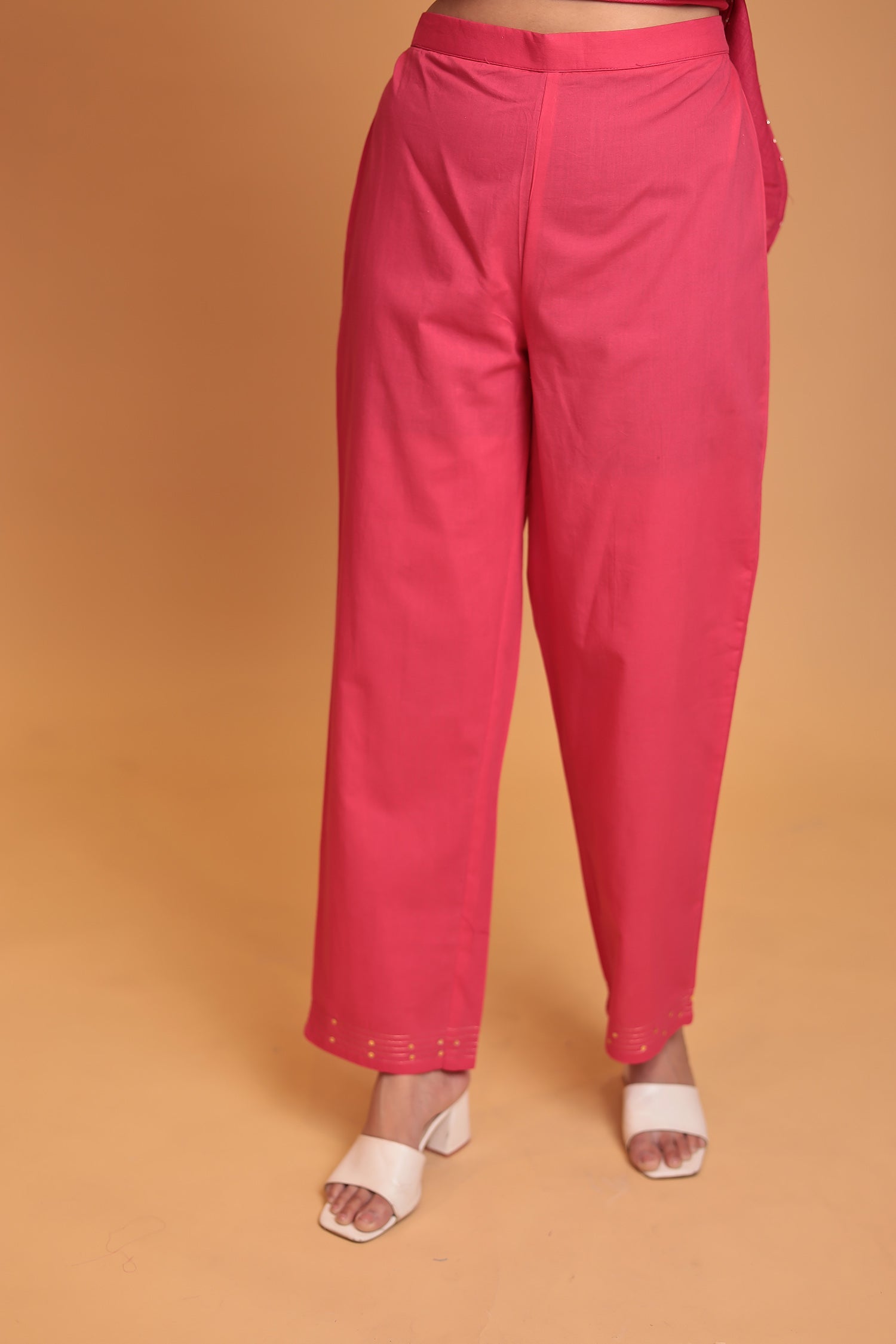 Linen Suit Stitched with Dori and Gota Patti work