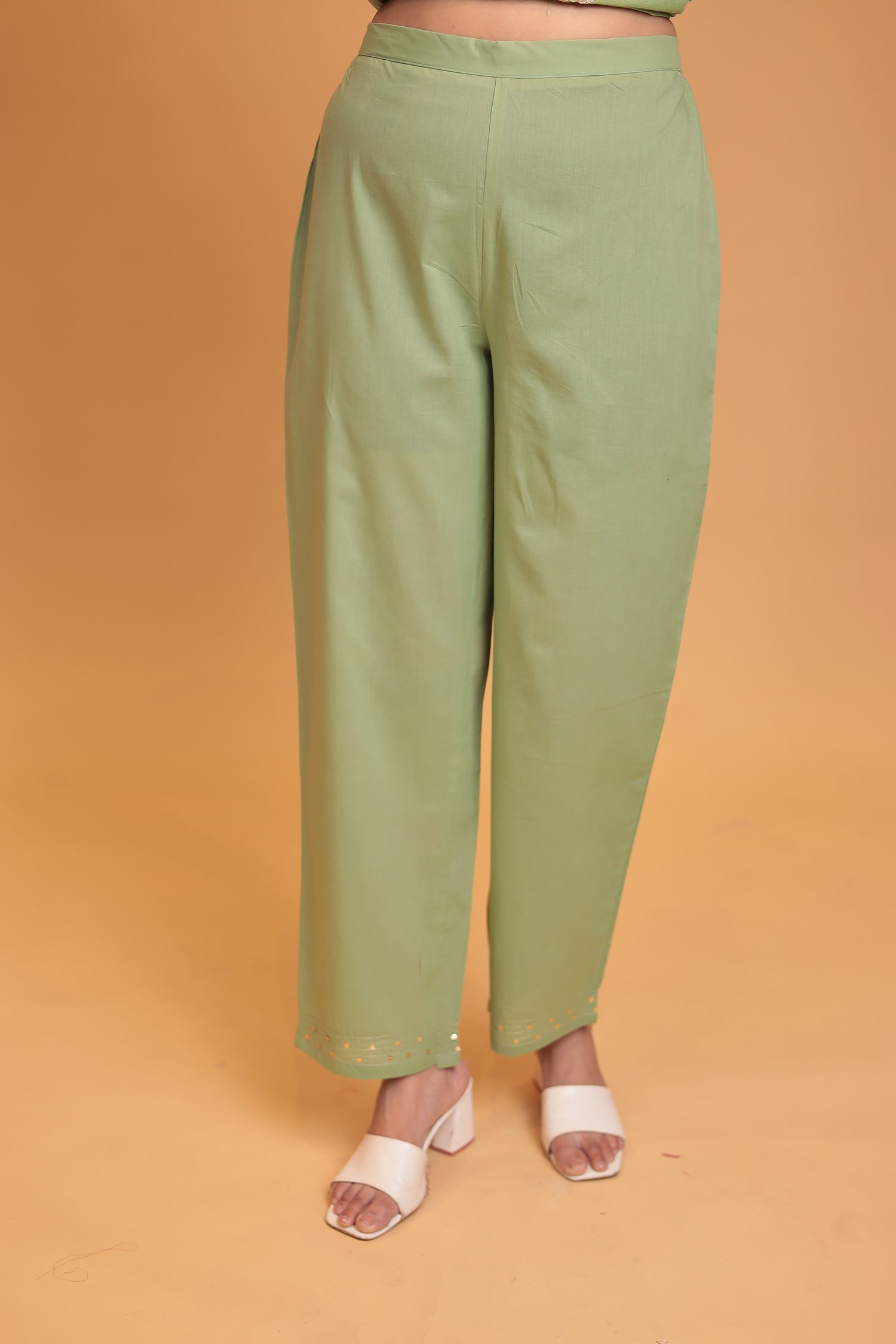 Linen Suit Stitched with Dori and Gota Patti work