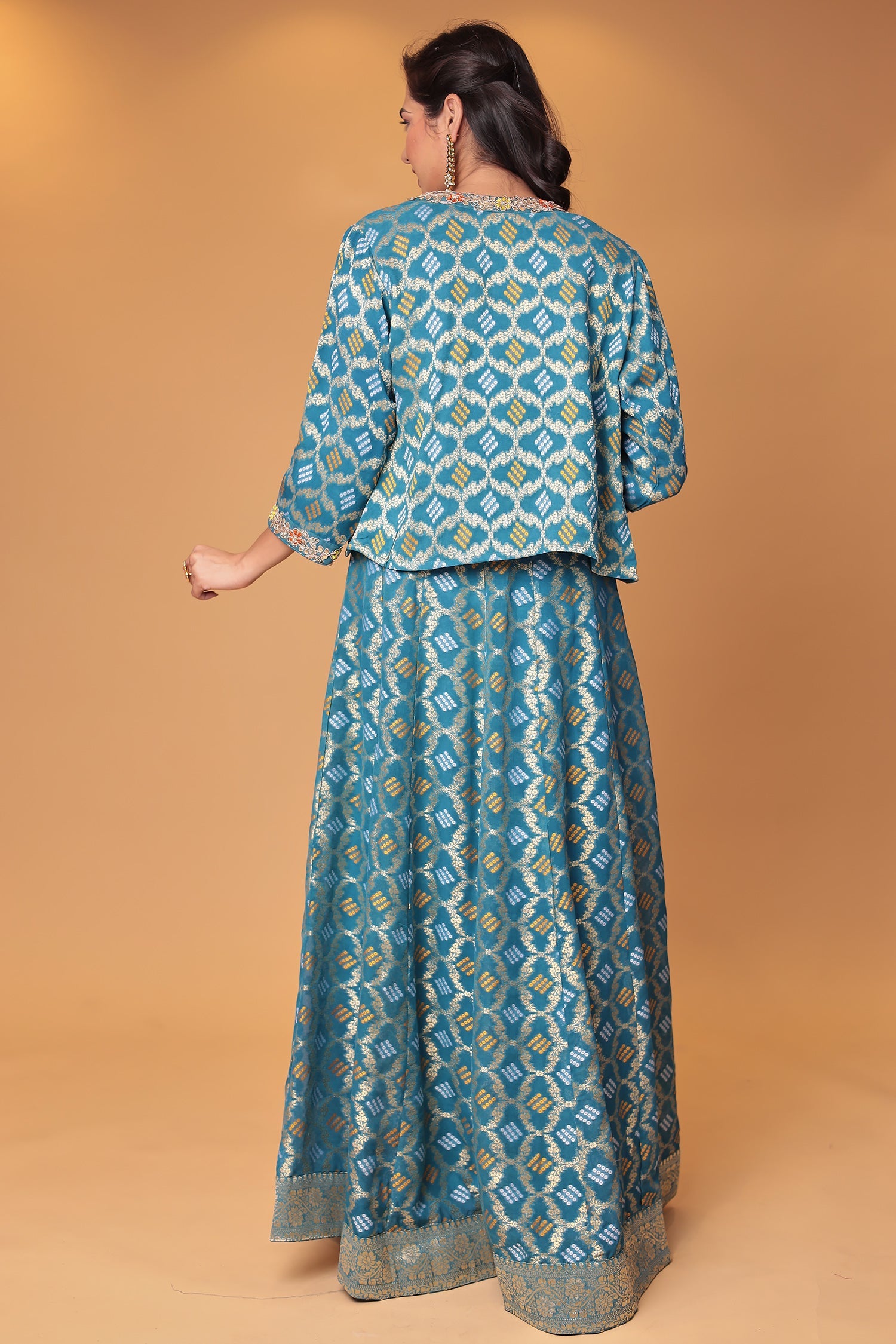 Ghatchola Jacket Style Floor Length Georgette Suit with Gota Patti and Zardozi work