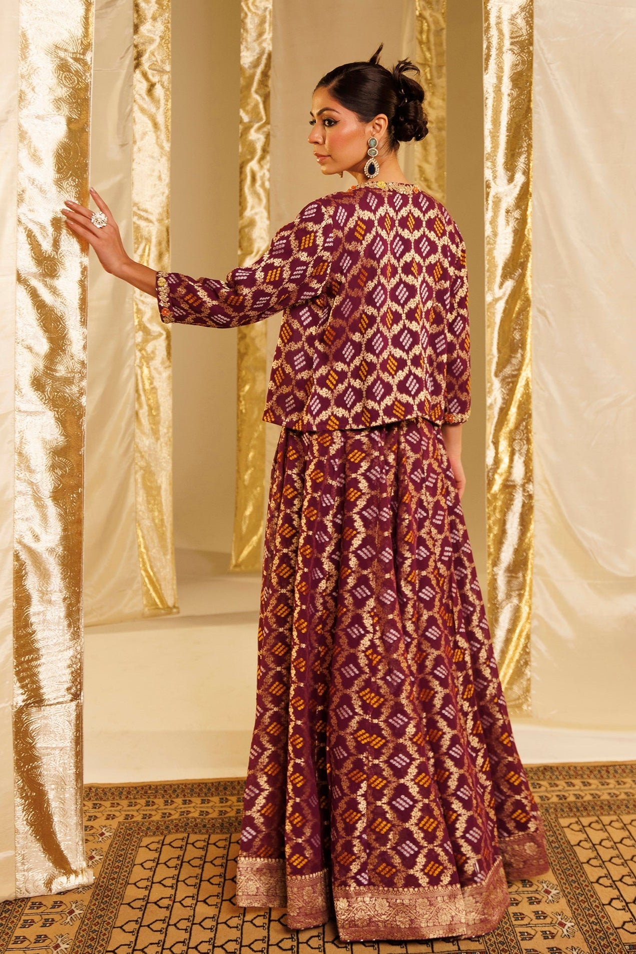 Ghatchola Jacket Style Floor Length Georgette Suit with Gota Patti and Zardozi work