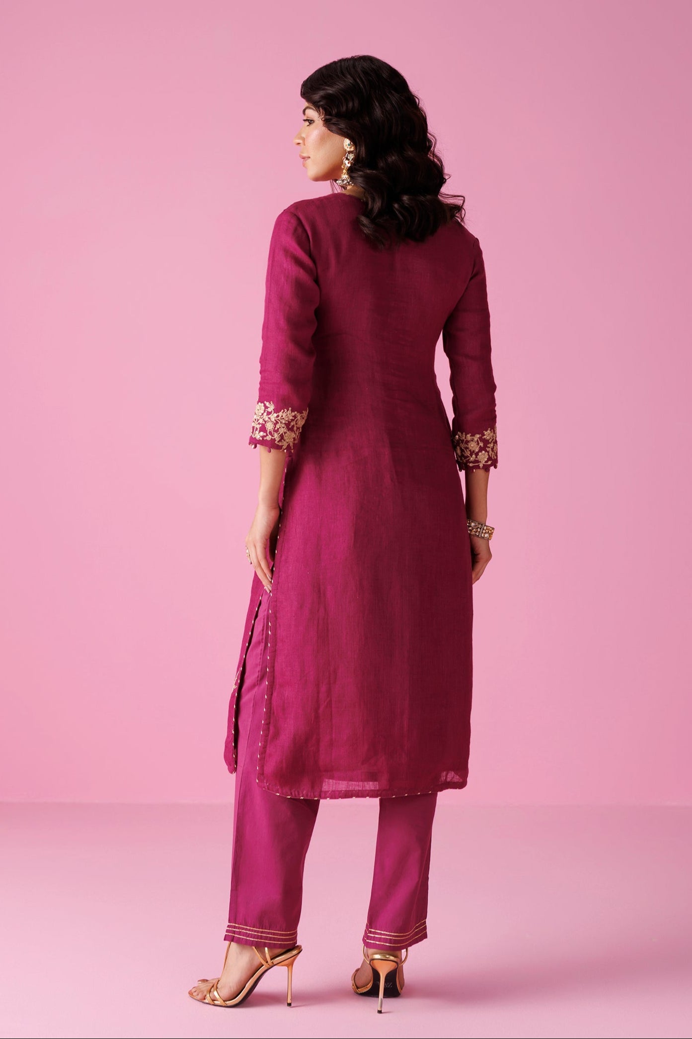 Linen Suit with Dori, Sequins and Zardozi work