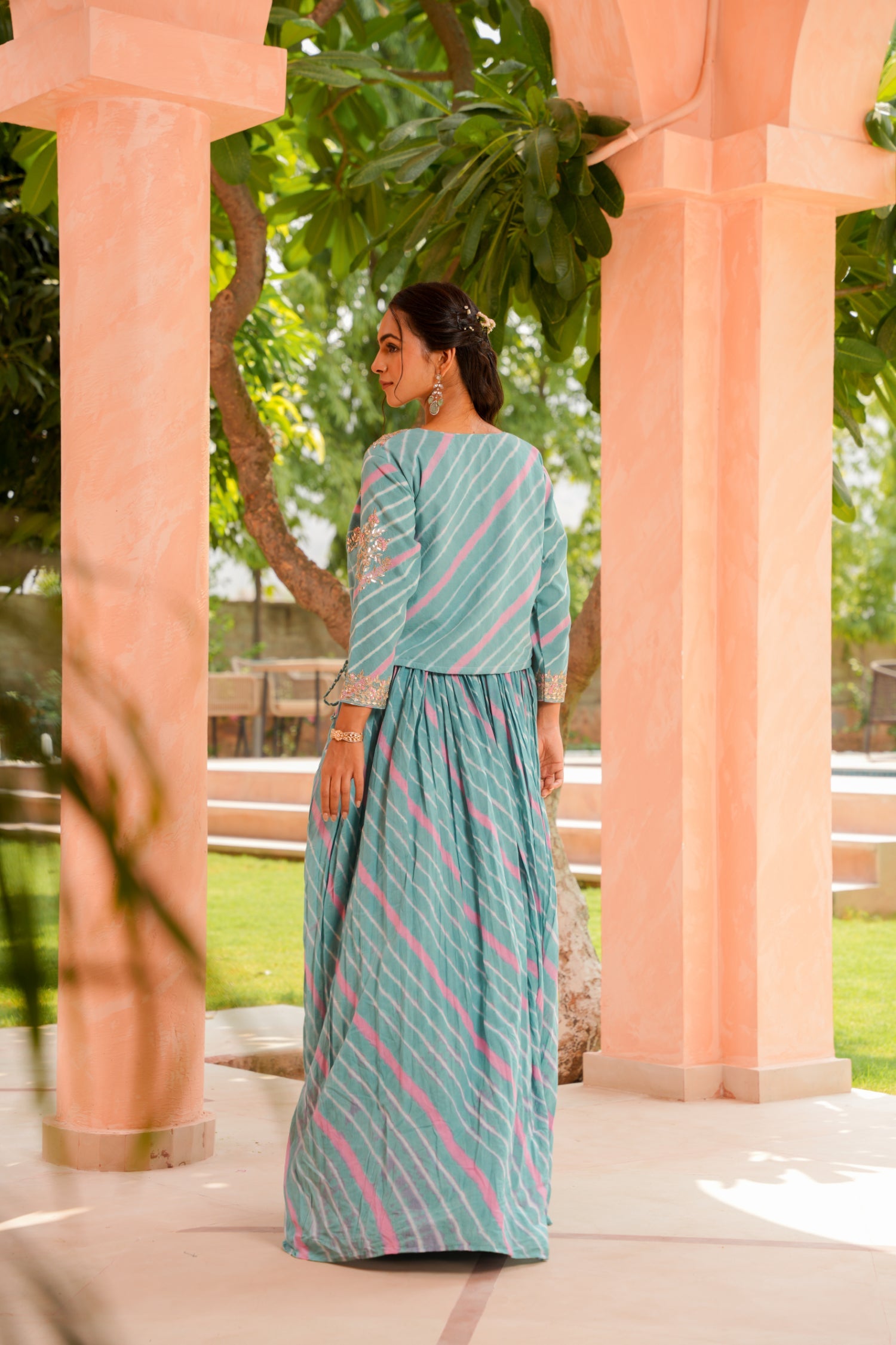 Leheriya Silk Indowestern with Gota Patti and Zardozi work