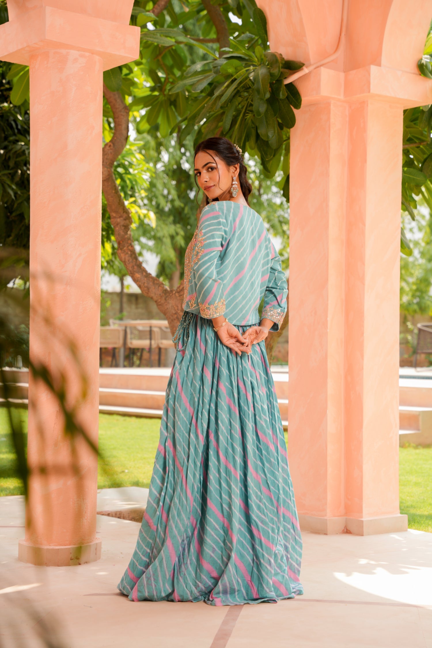Leheriya Silk Indowestern with Gota Patti and Zardozi work