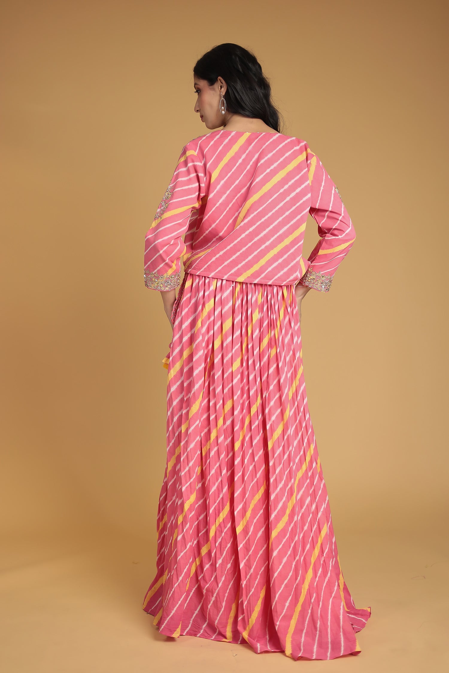 Leheriya Silk Indo Western with Gota Patti, Thread and Zardozi work