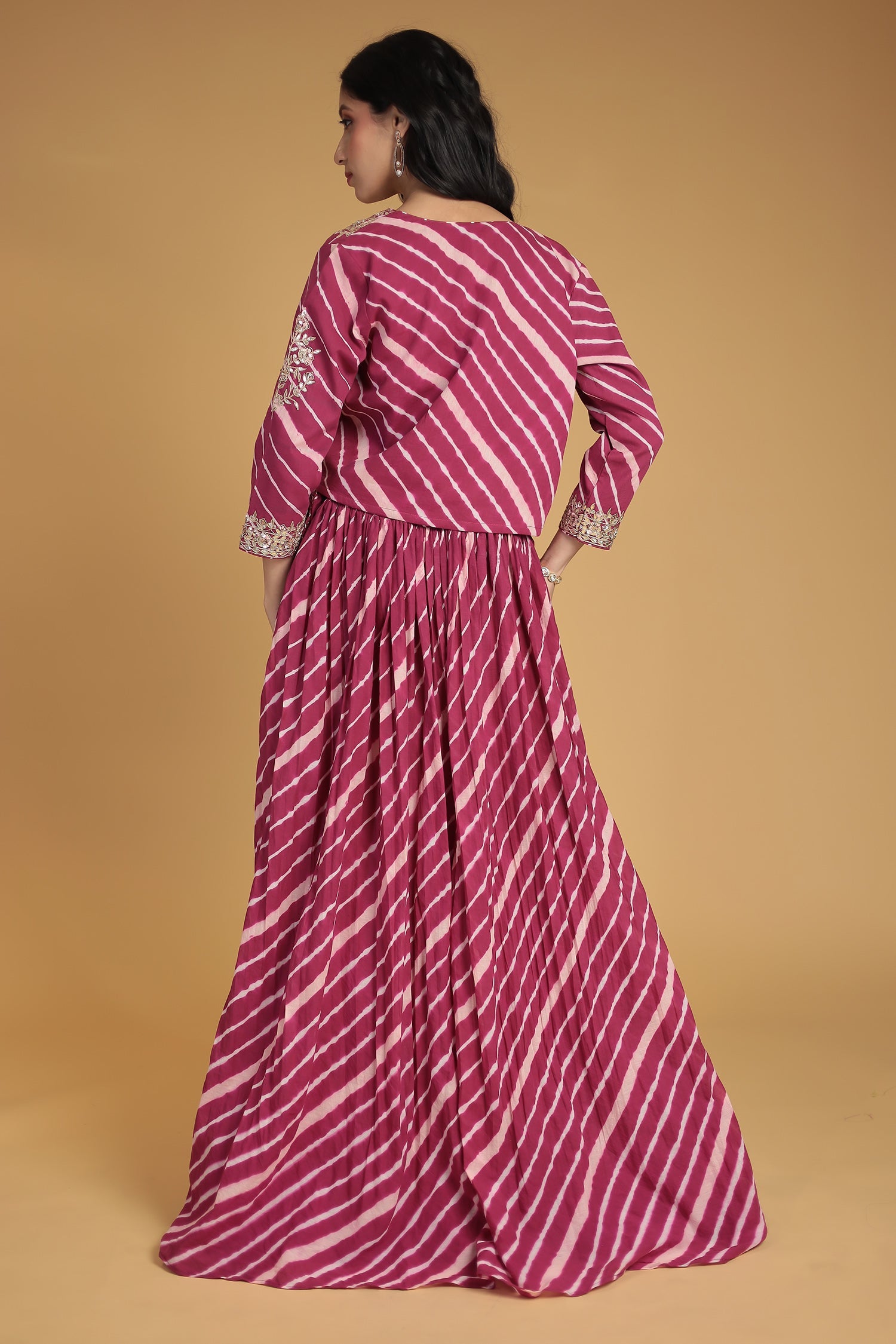 Leheriya Silk Indo Western with Gota Patti, Thread and Zardozi work