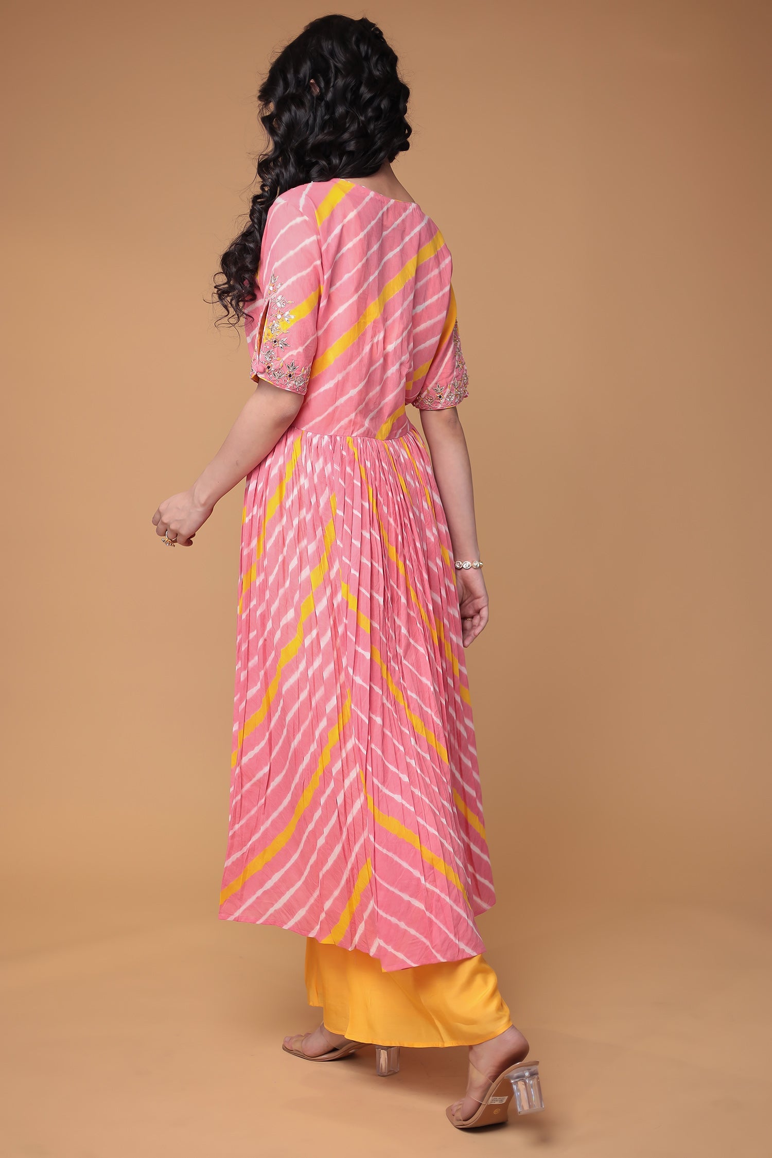 Leheriya Silk Indo Western with Gota Patti, Thread and Zardozi work