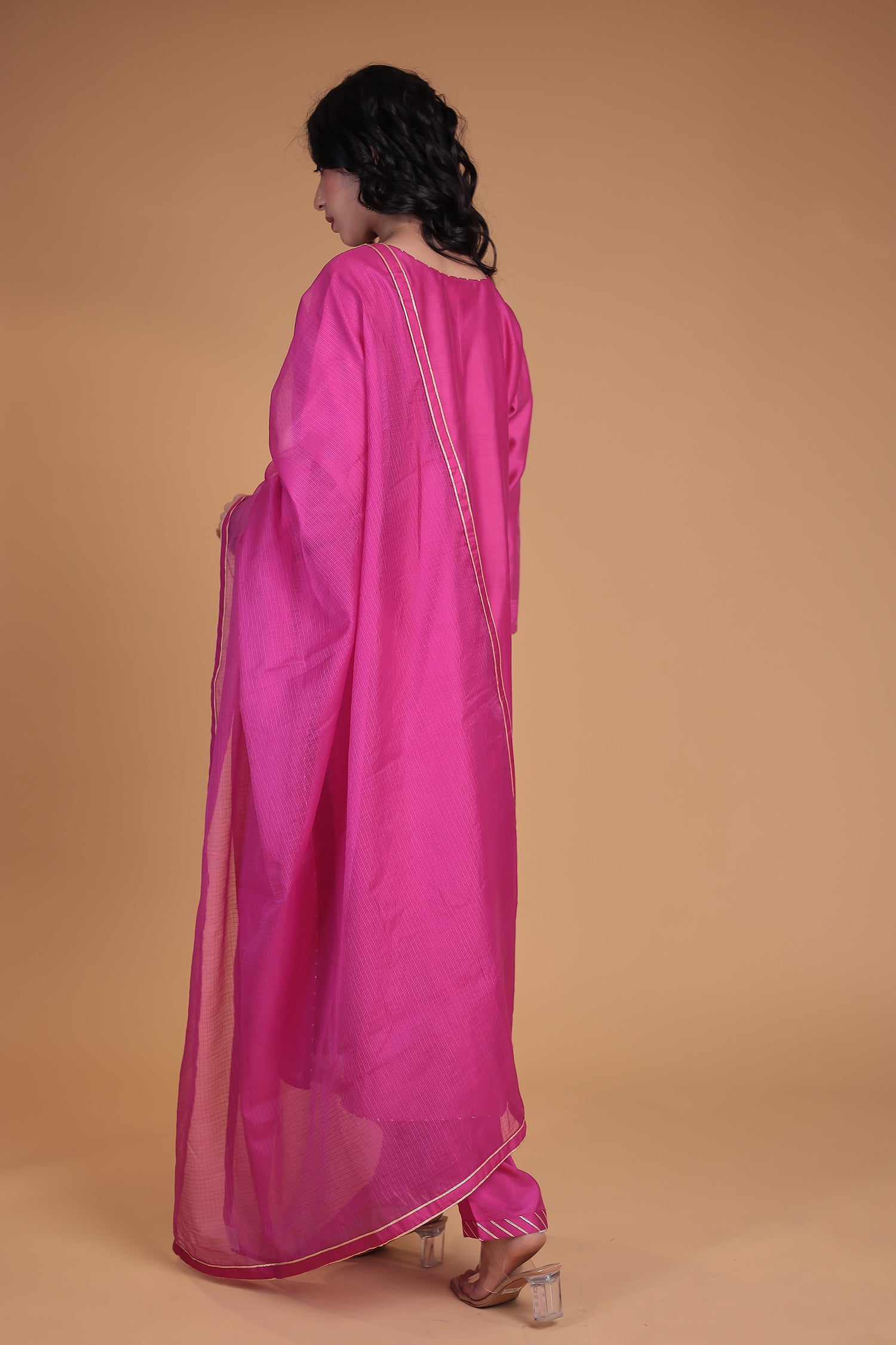 Chanderi Straight Suit with Aari work