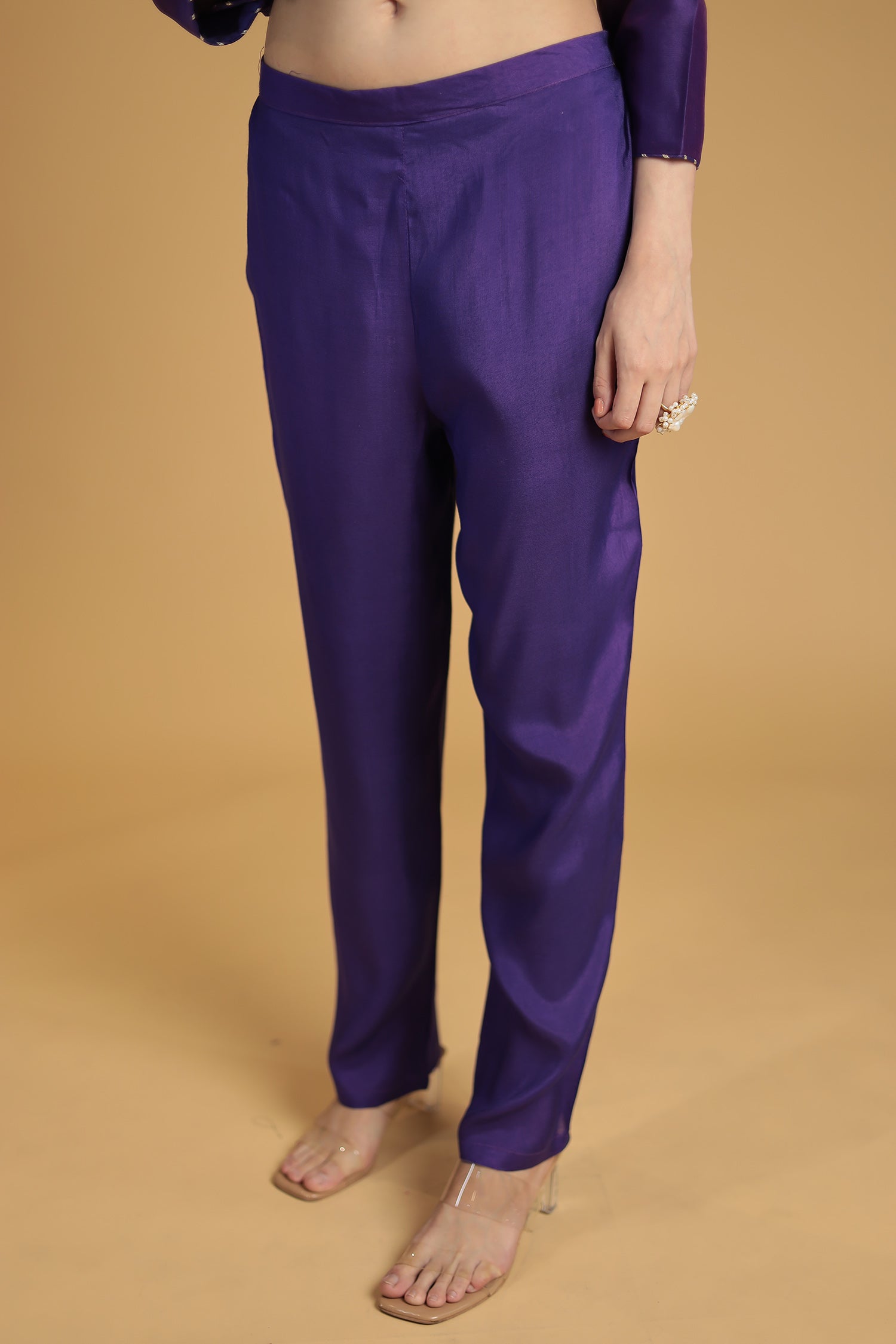 Chanderi Silk Suit Embroidered with Pittan work