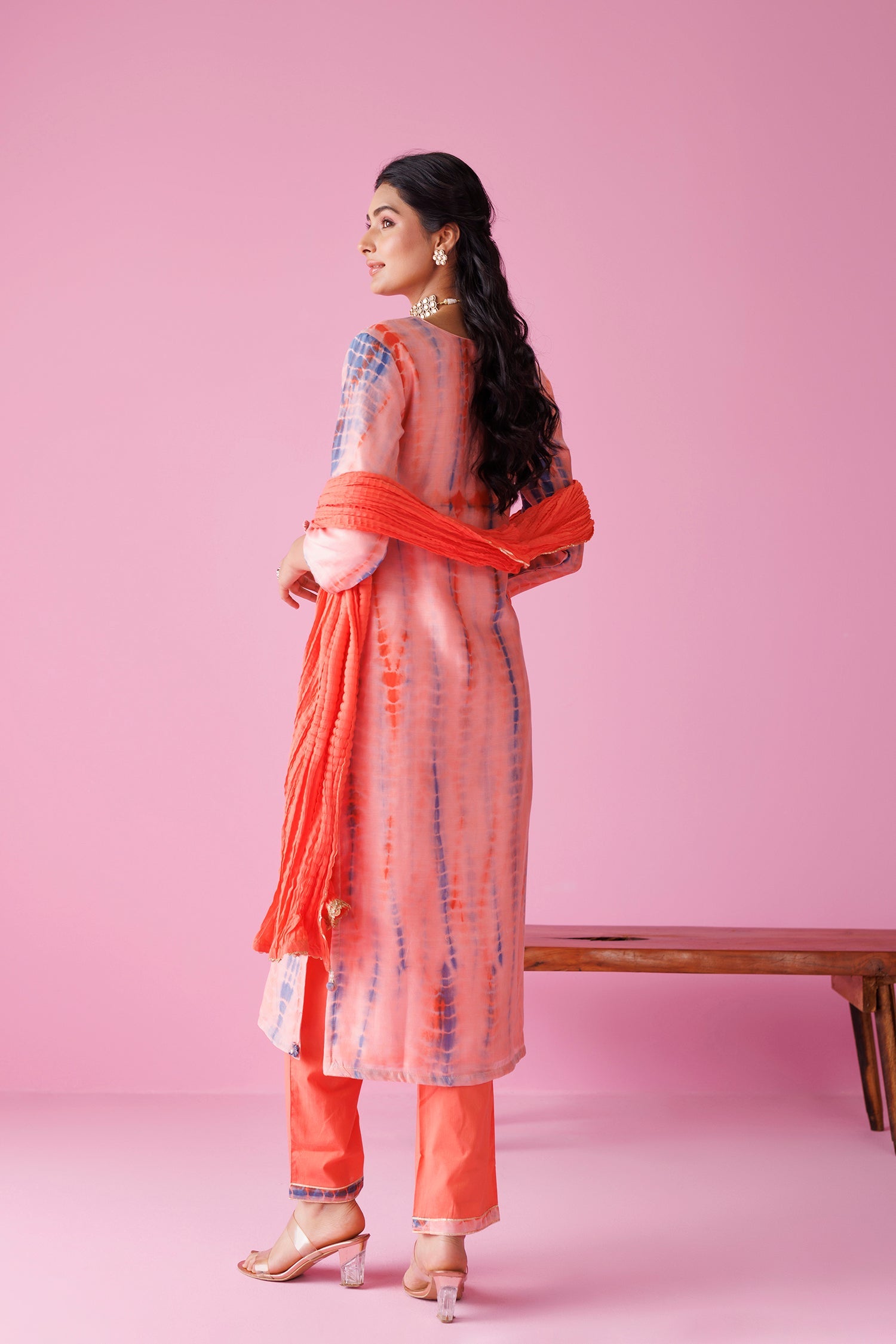 Tie & Dye Chanderi Silk Suit with Aari work