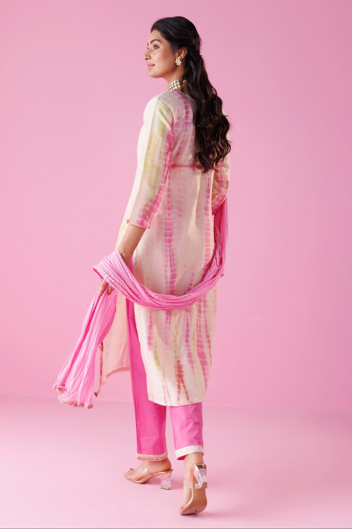 Tie & Dye Chanderi Silk Suit with Aari work