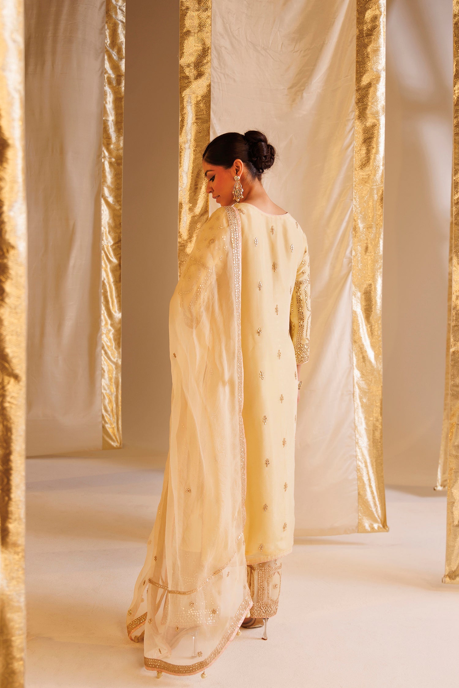 Tissue Suit with Gota Patti and Pearl work