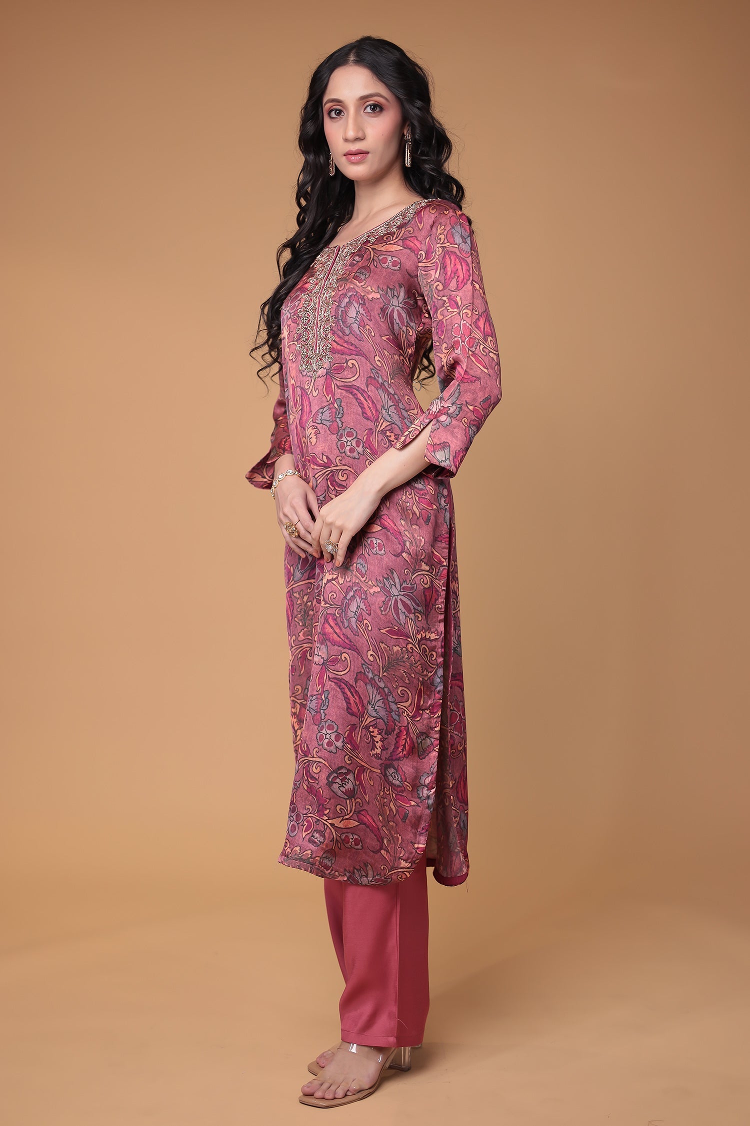 Silk Suit Stitched with Thread and Zardozi work
