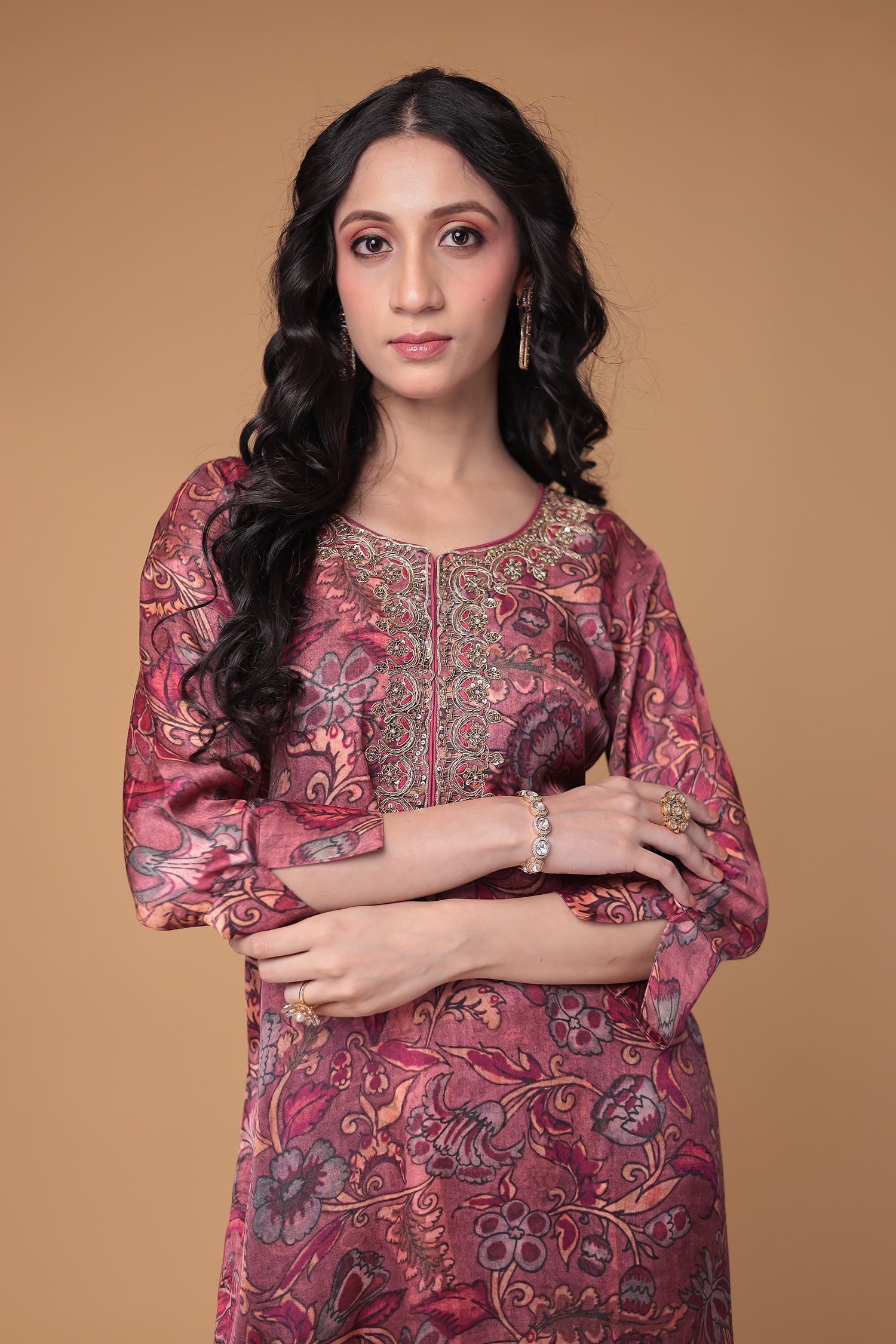 Silk Suit Stitched with Thread and Zardozi work