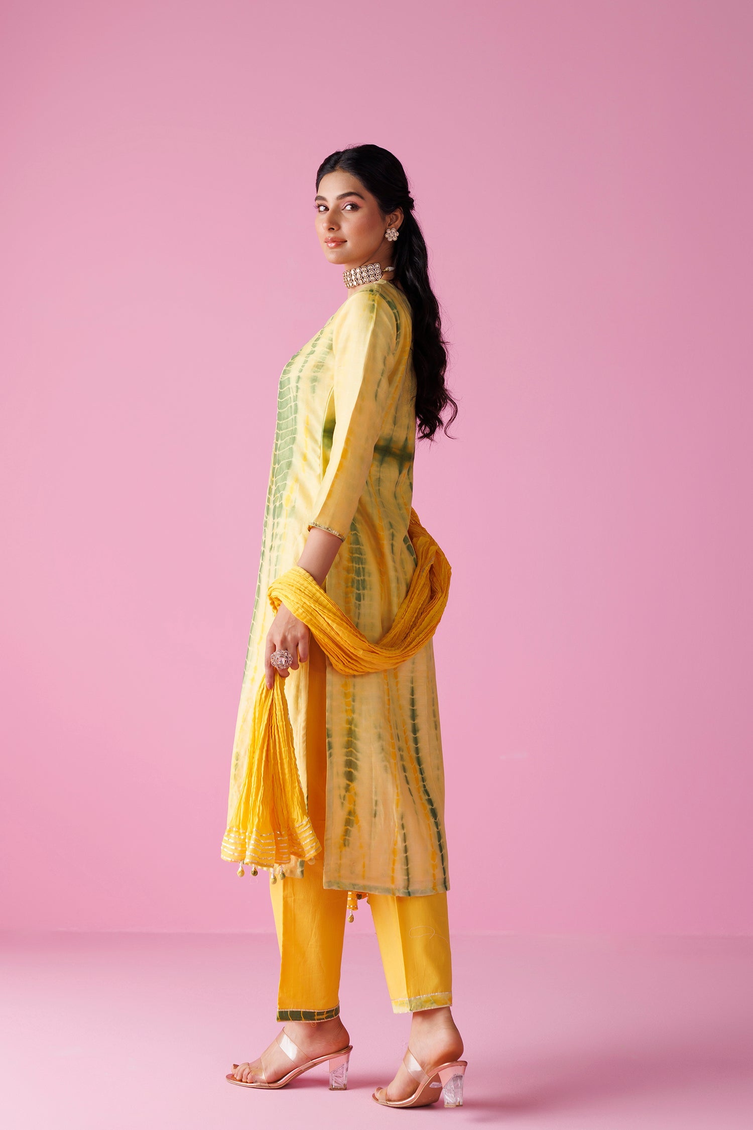 Tie & Dye Chanderi Silk Suit with Aari work