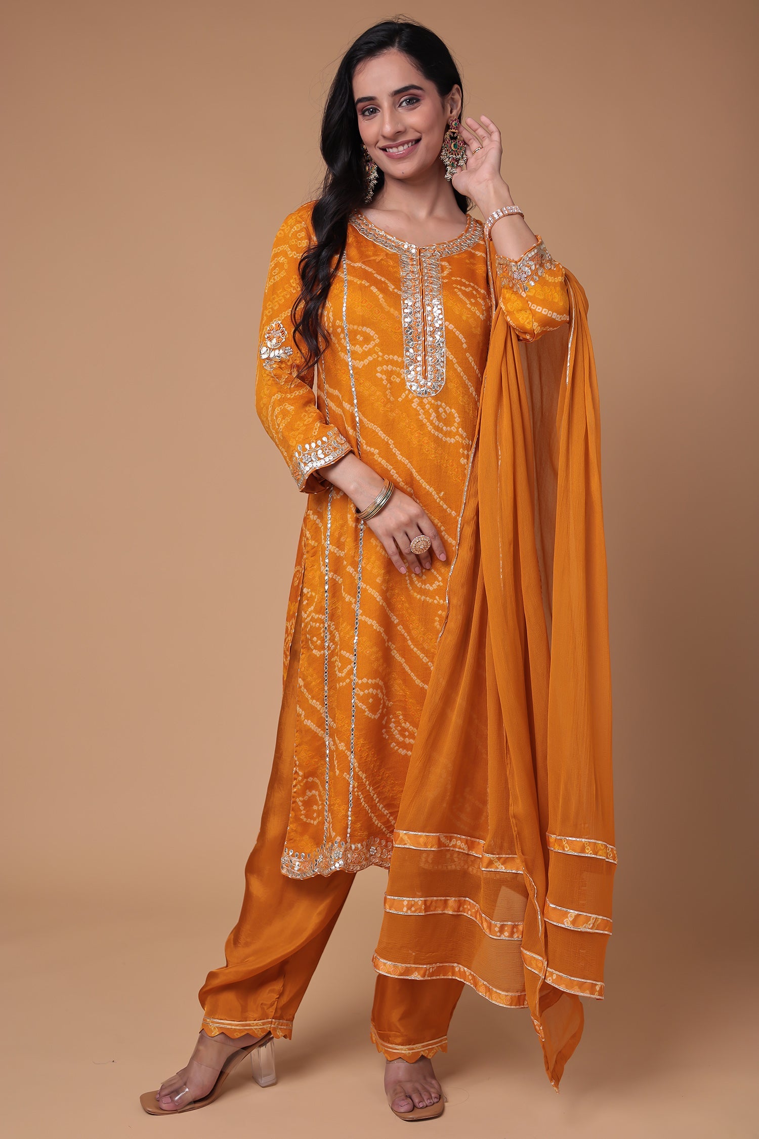 Georgette Suit with Bandhej, Gota Patti and Thread work
