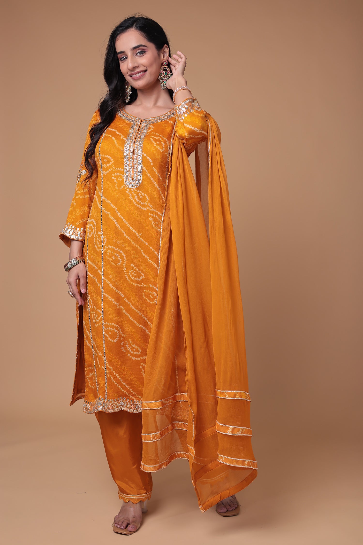 Georgette Suit with Bandhej, Gota Patti and Thread work