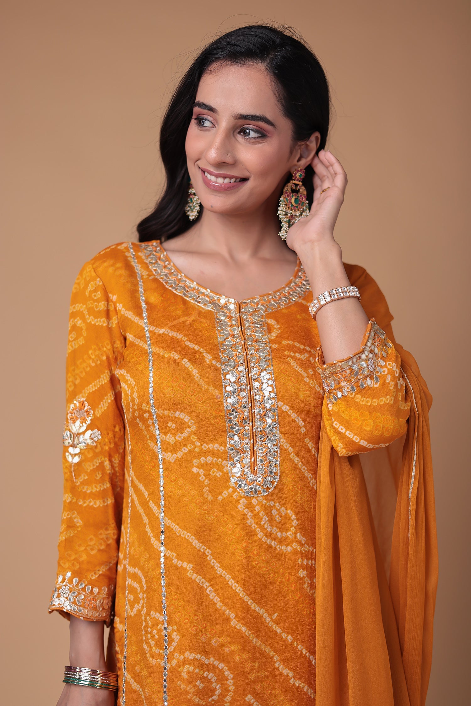 Georgette Suit with Bandhej, Gota Patti and Thread work