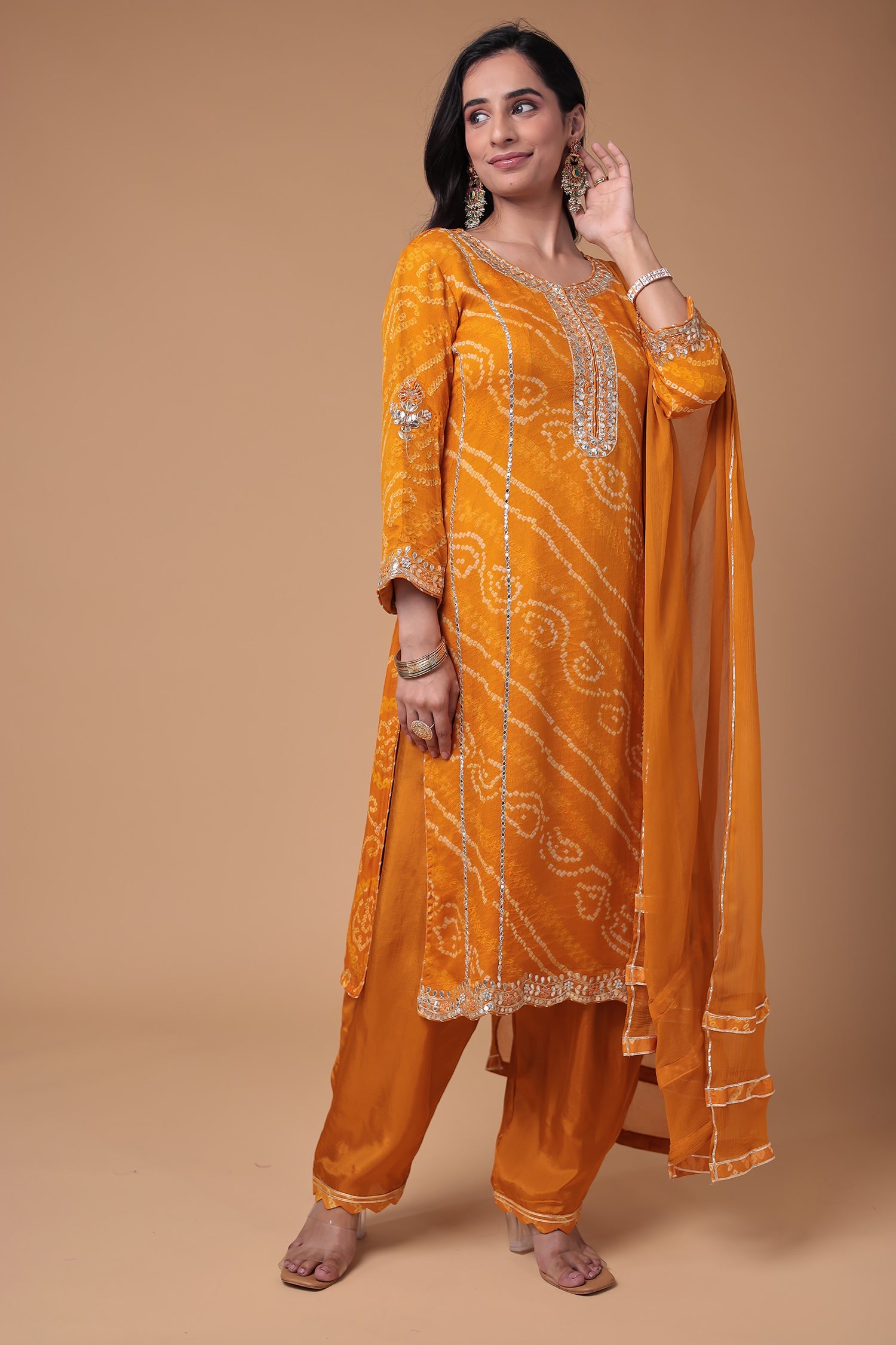 Georgette Suit with Bandhej, Gota Patti and Thread work
