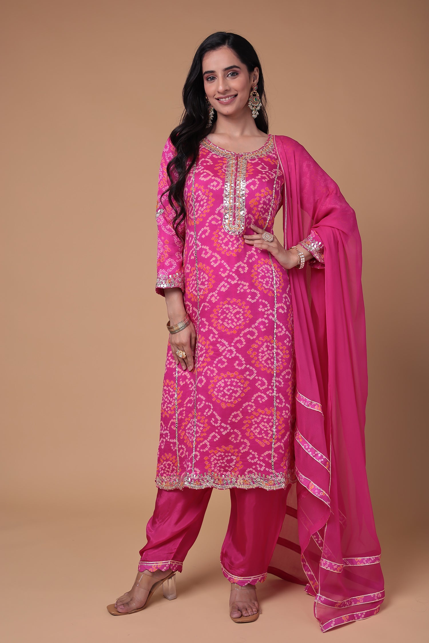 Georgette Suit with Bandhej, Gota Patti and Thread work